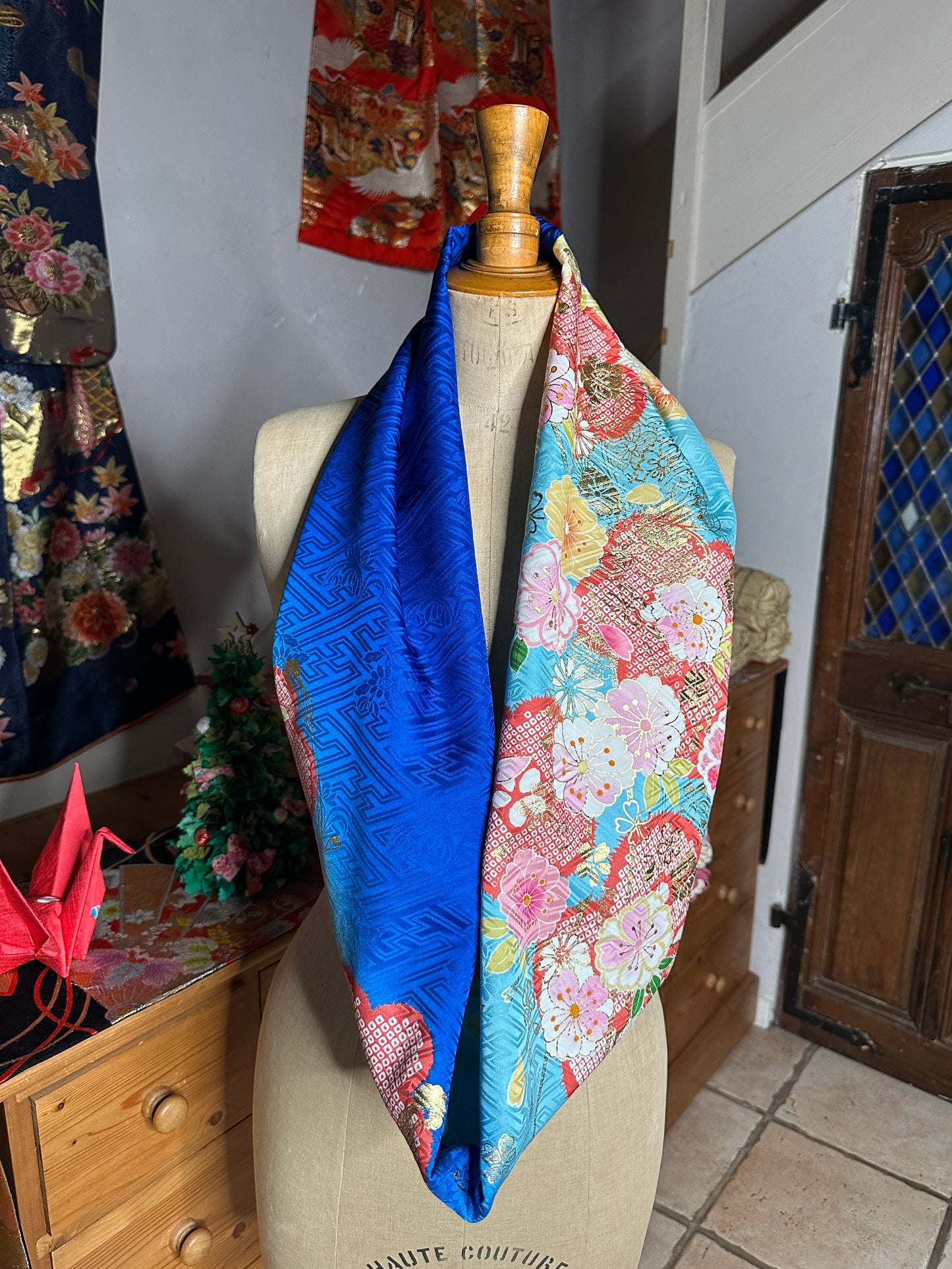 Tour de cou snood kimono japonais en soie