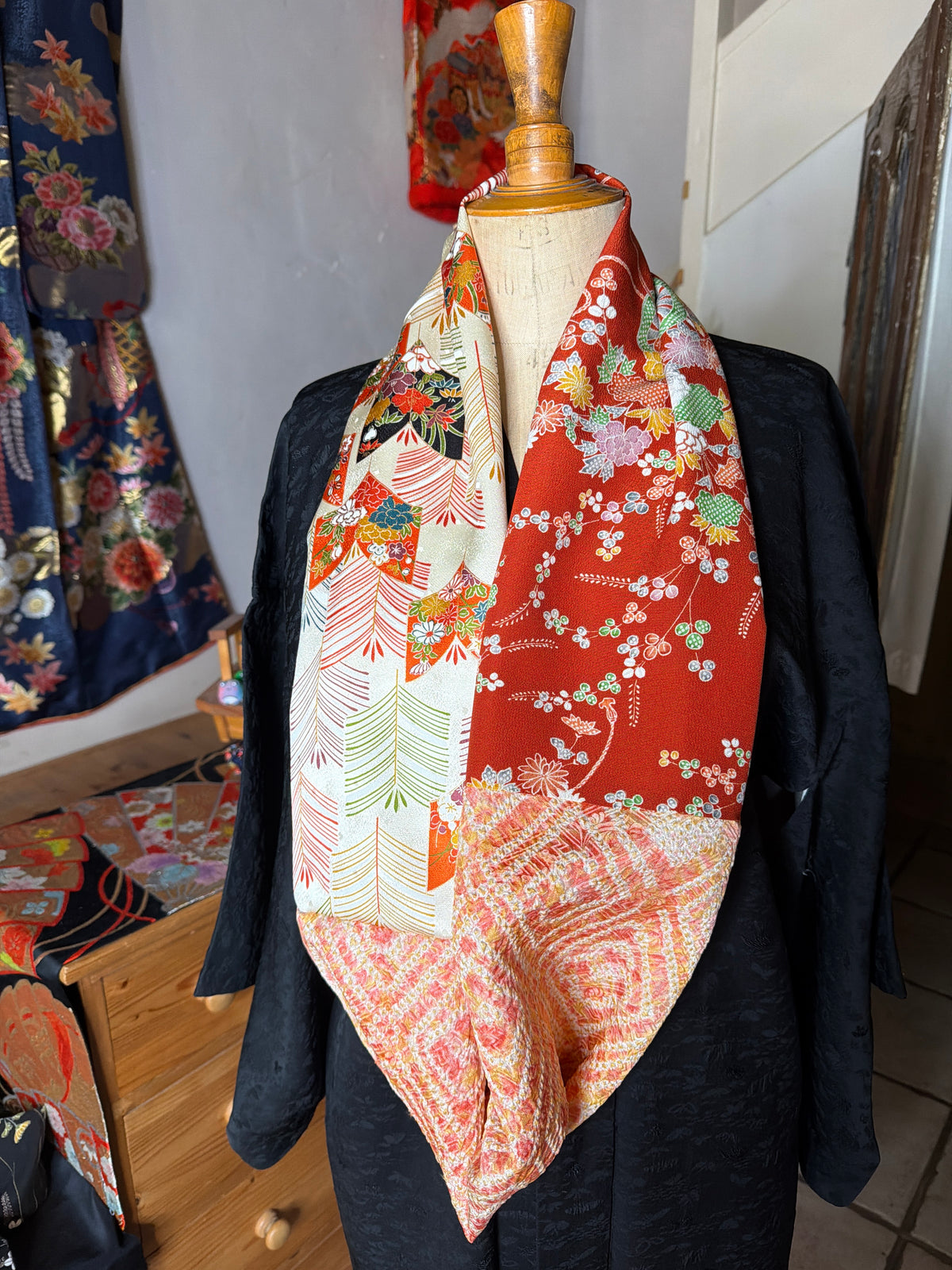 Snood tour de cou kimono japonais en soie