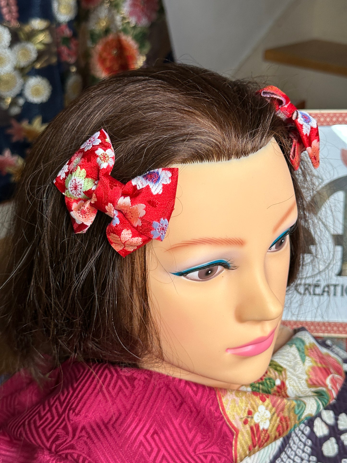 2 pinces à cheveux rubans japonais