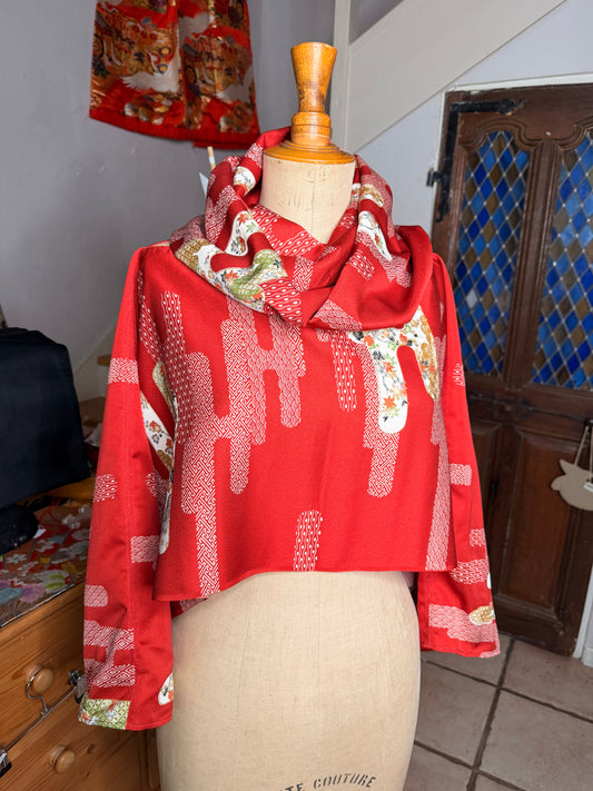 Japanese kimono silk scarf necktie