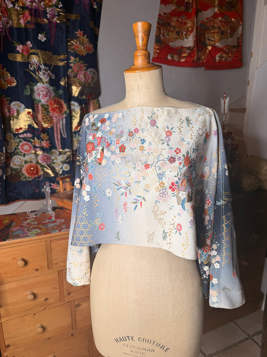 Top tunique courte kimono japonais en soie