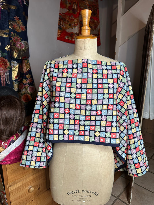 Top tunique courte manches longues kimono japonais en soie Neuf