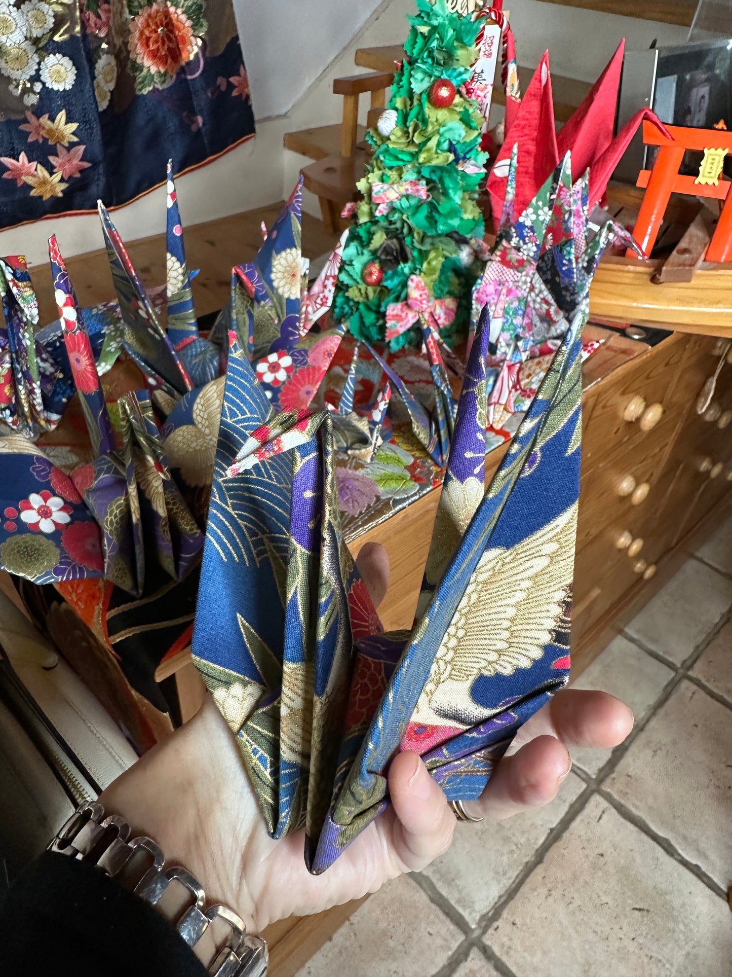 Grue oiseaux japonais en coton