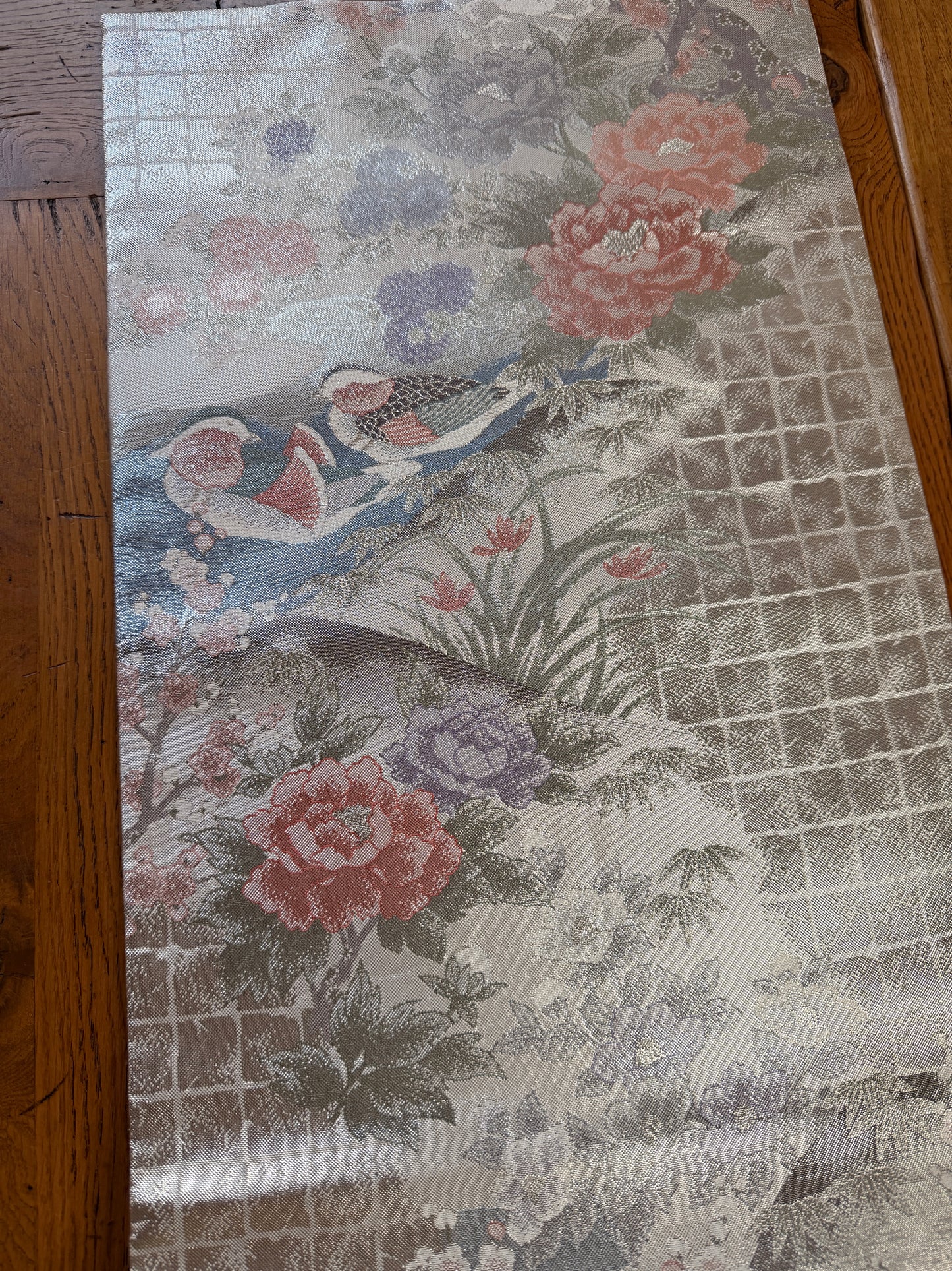 Chemin de table Obi japonais en saganishiki platine