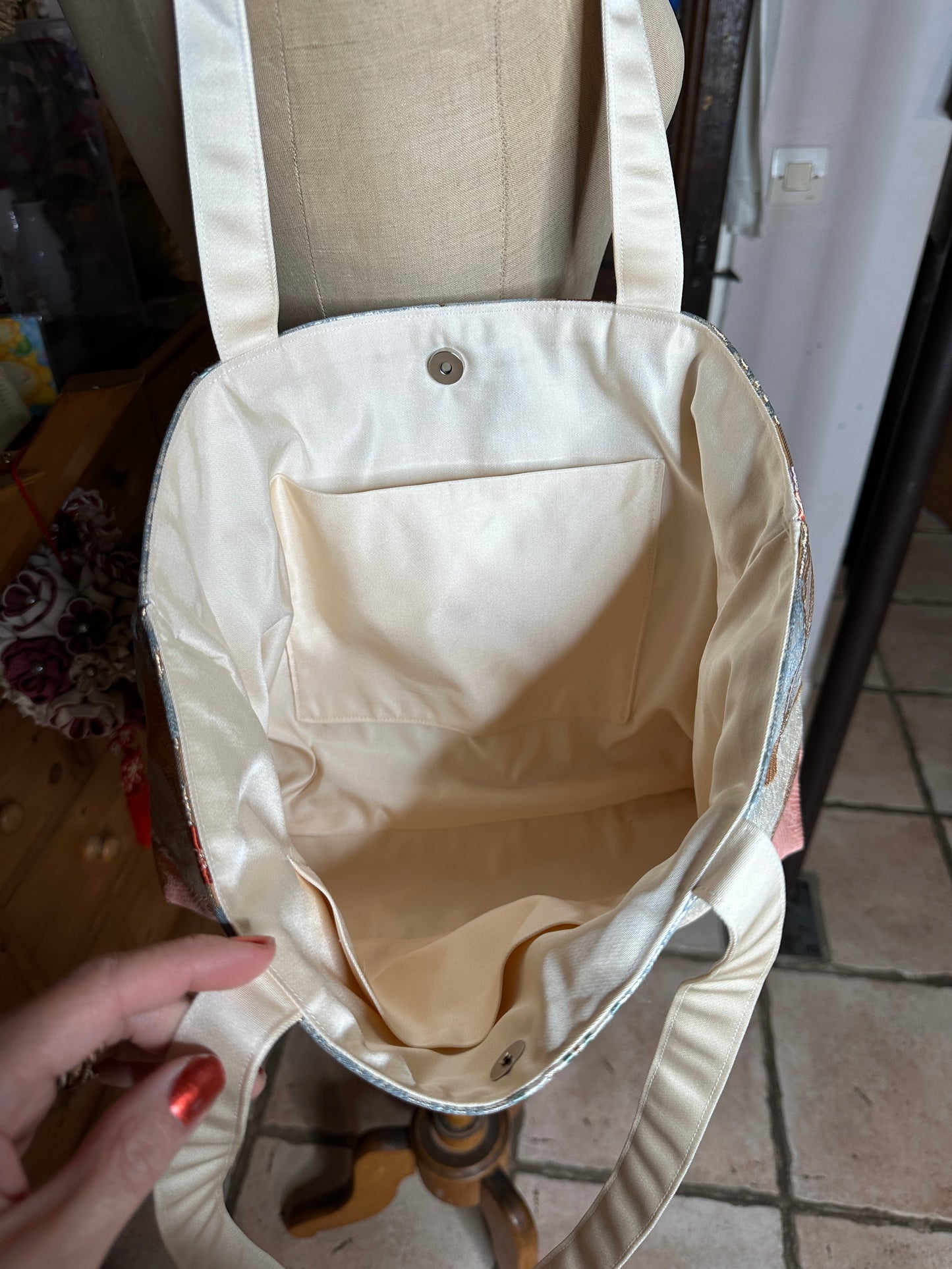 Sac cabas Obi japonais en soie Neuf