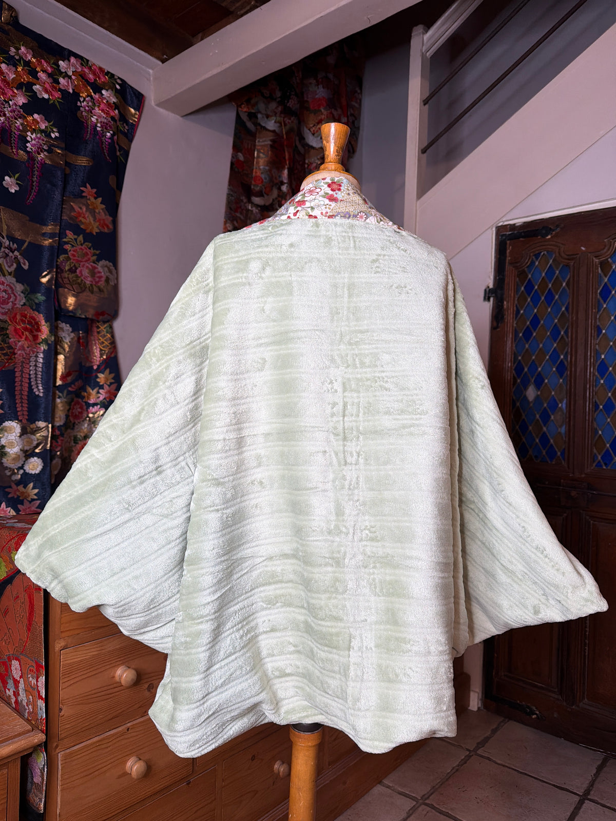 Momonga veste réversible tissu japonais en coton et micro polaire