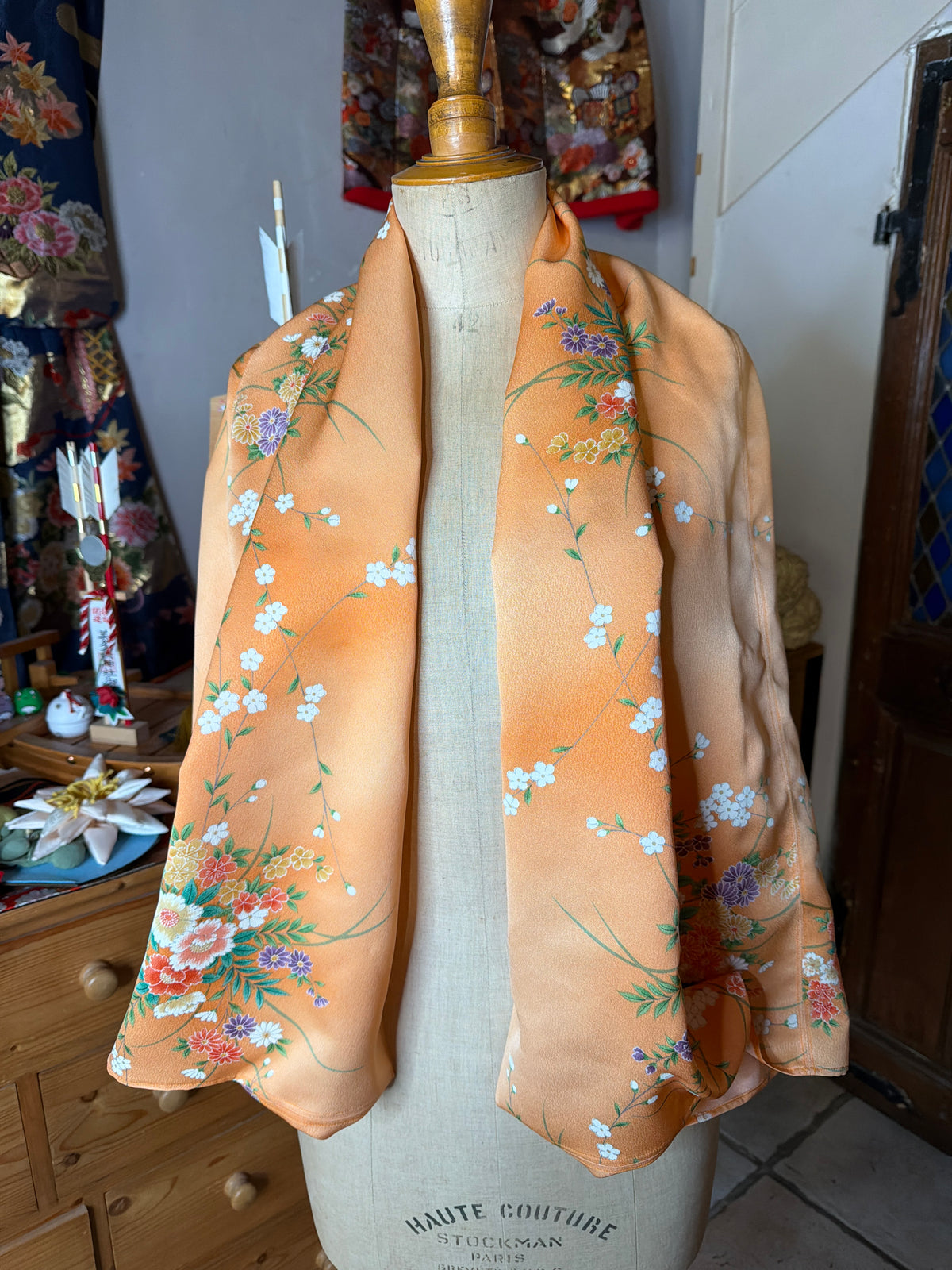Top tunique courte manches longues kimono japonais en soie Neuf