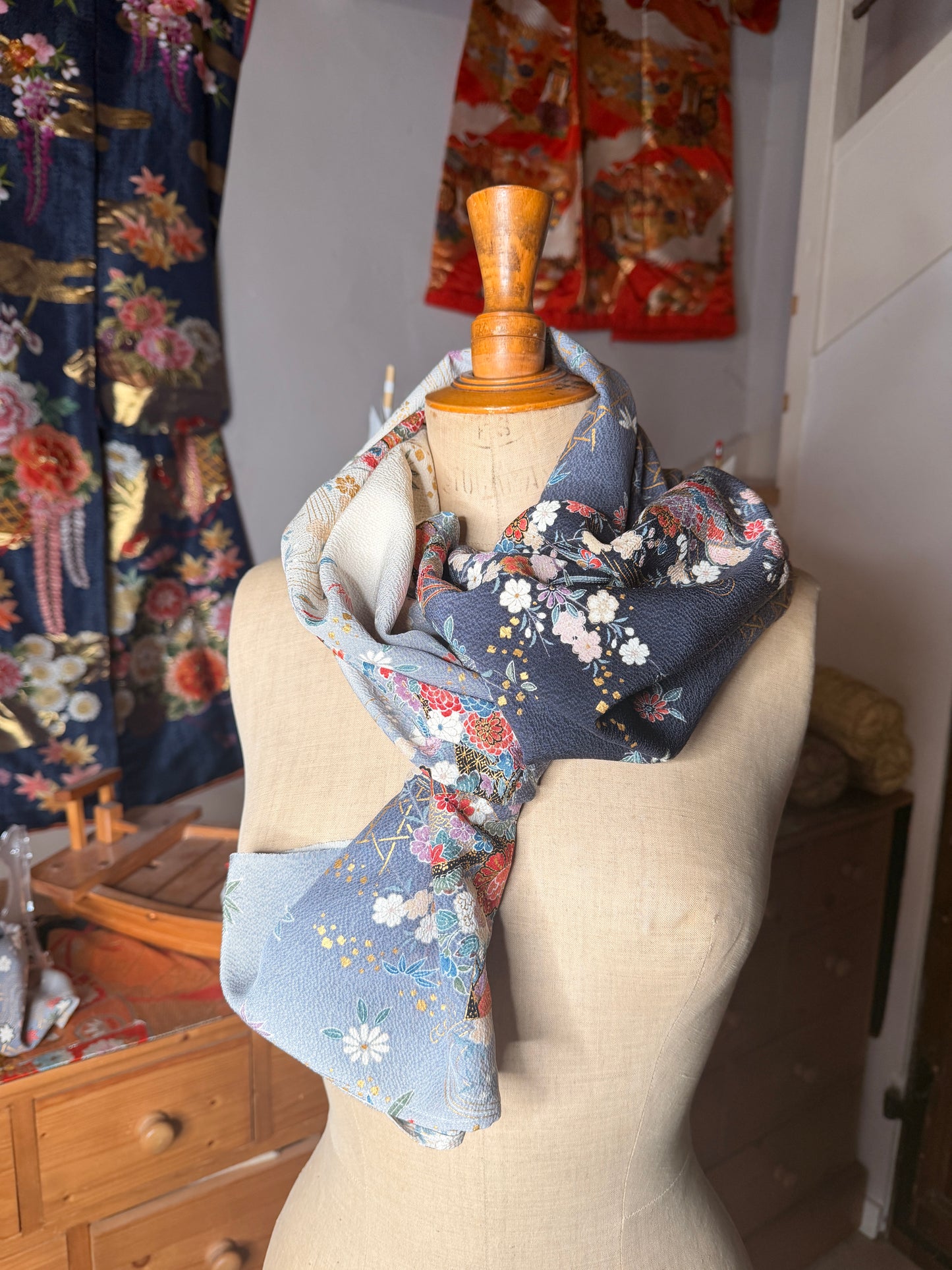 Top tunique courte kimono japonais en soie