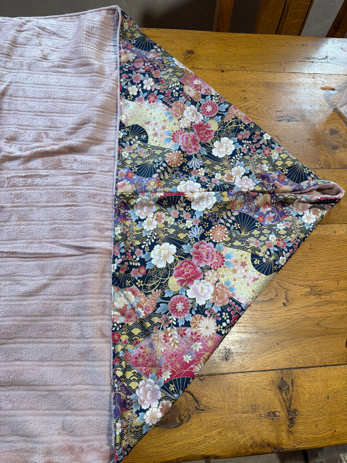 Momonga veste réversible tissu japonais et micropolaire doux