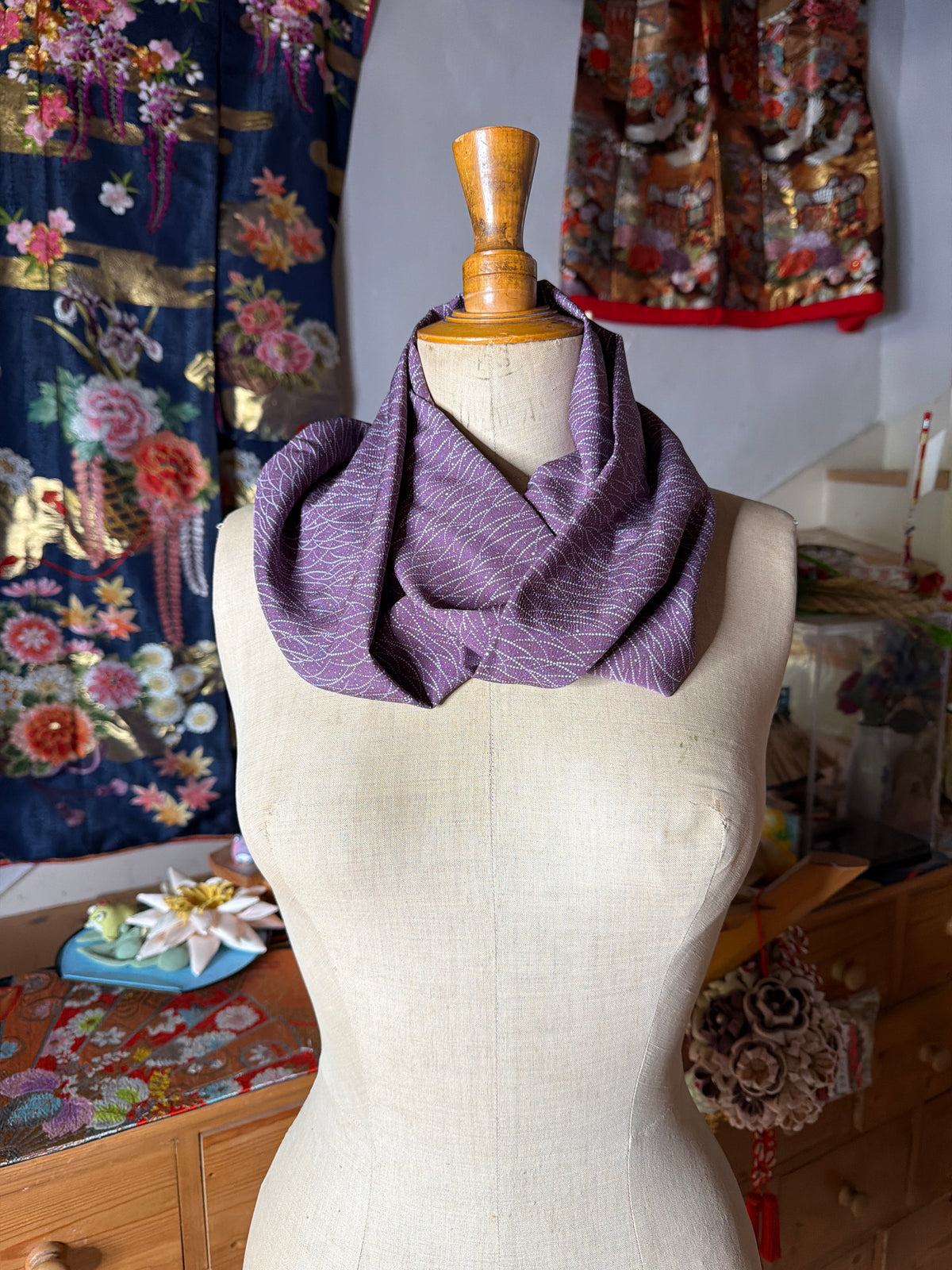 Tour de cou snood kimono japonais en soie