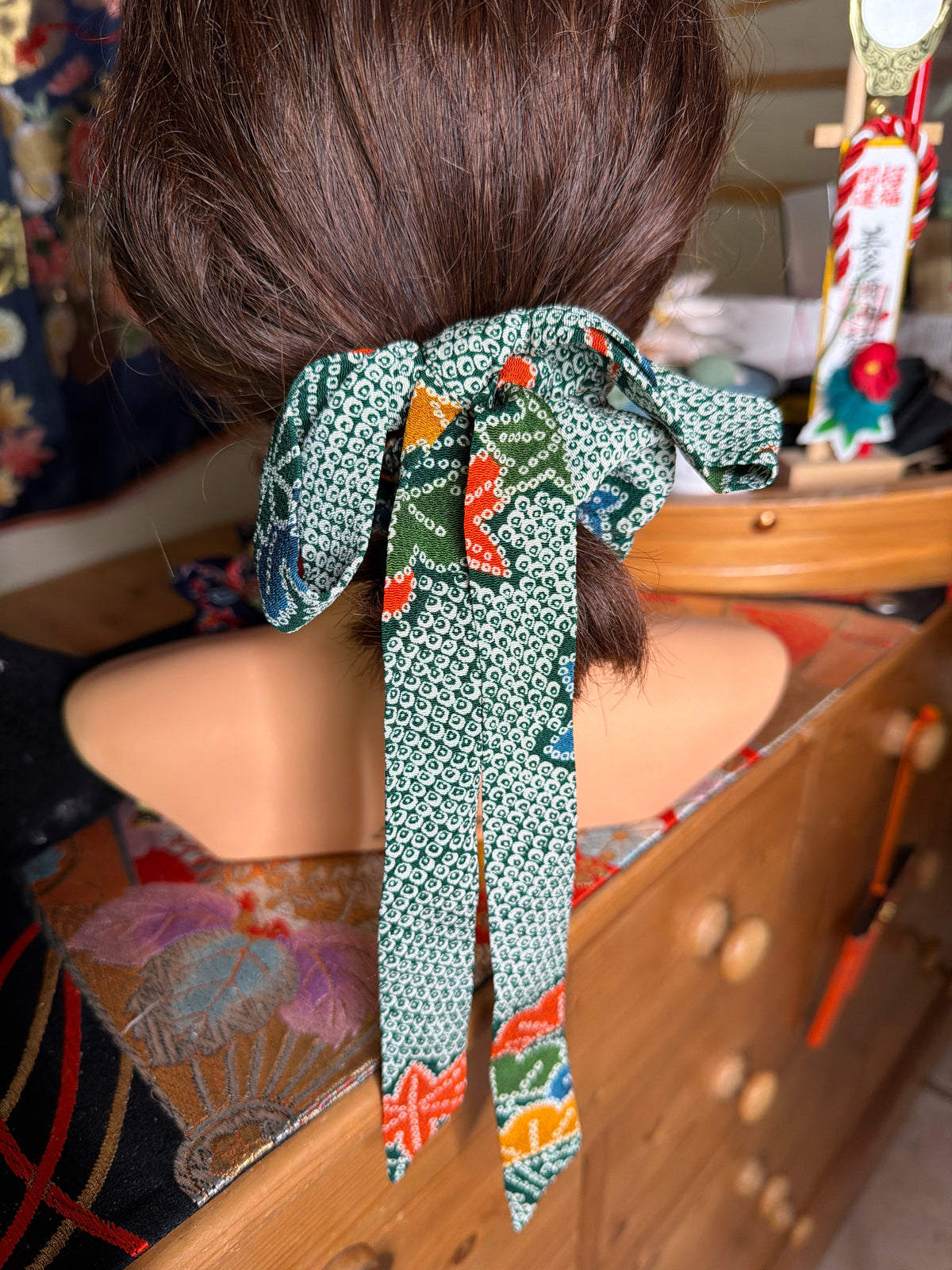 Chouchou ruban en soie de kimono 2 en 1