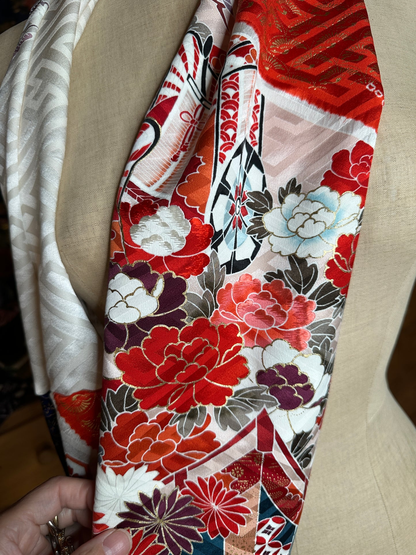 Snood tour de cou kimono japonais en soie