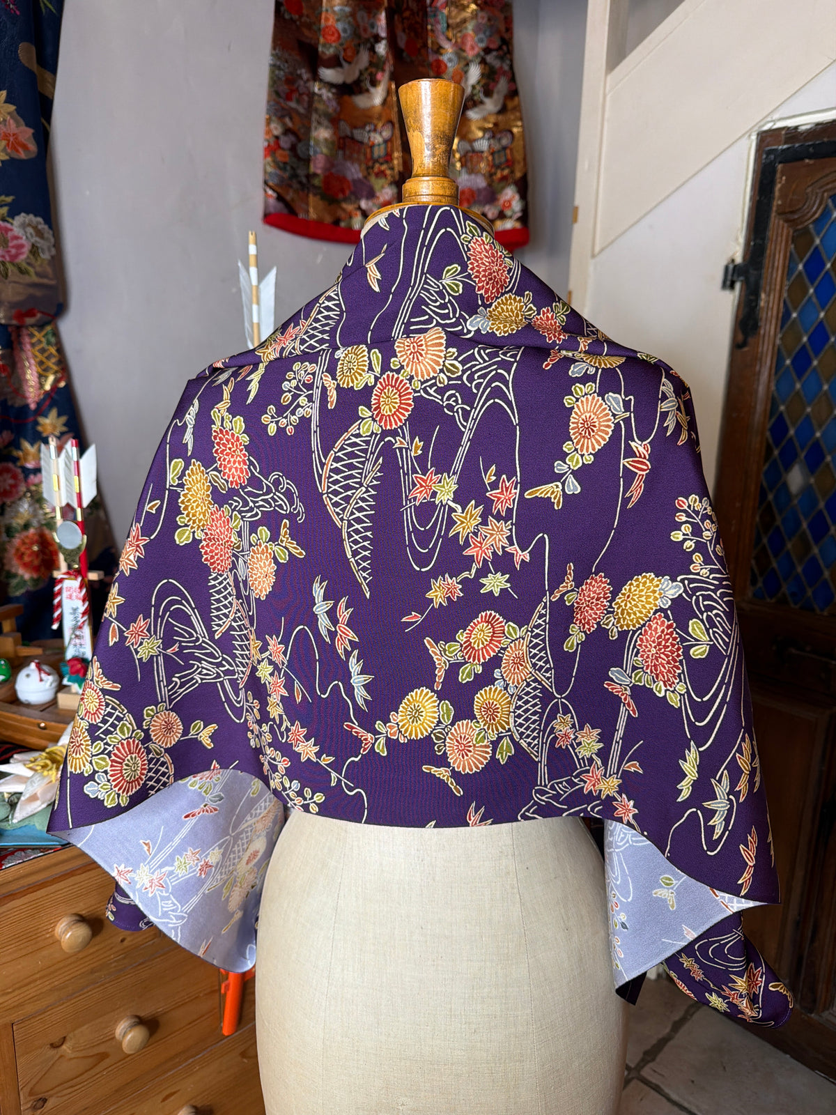 Top tunique 3 en 1 kimono japonais en soie tango Chirimen