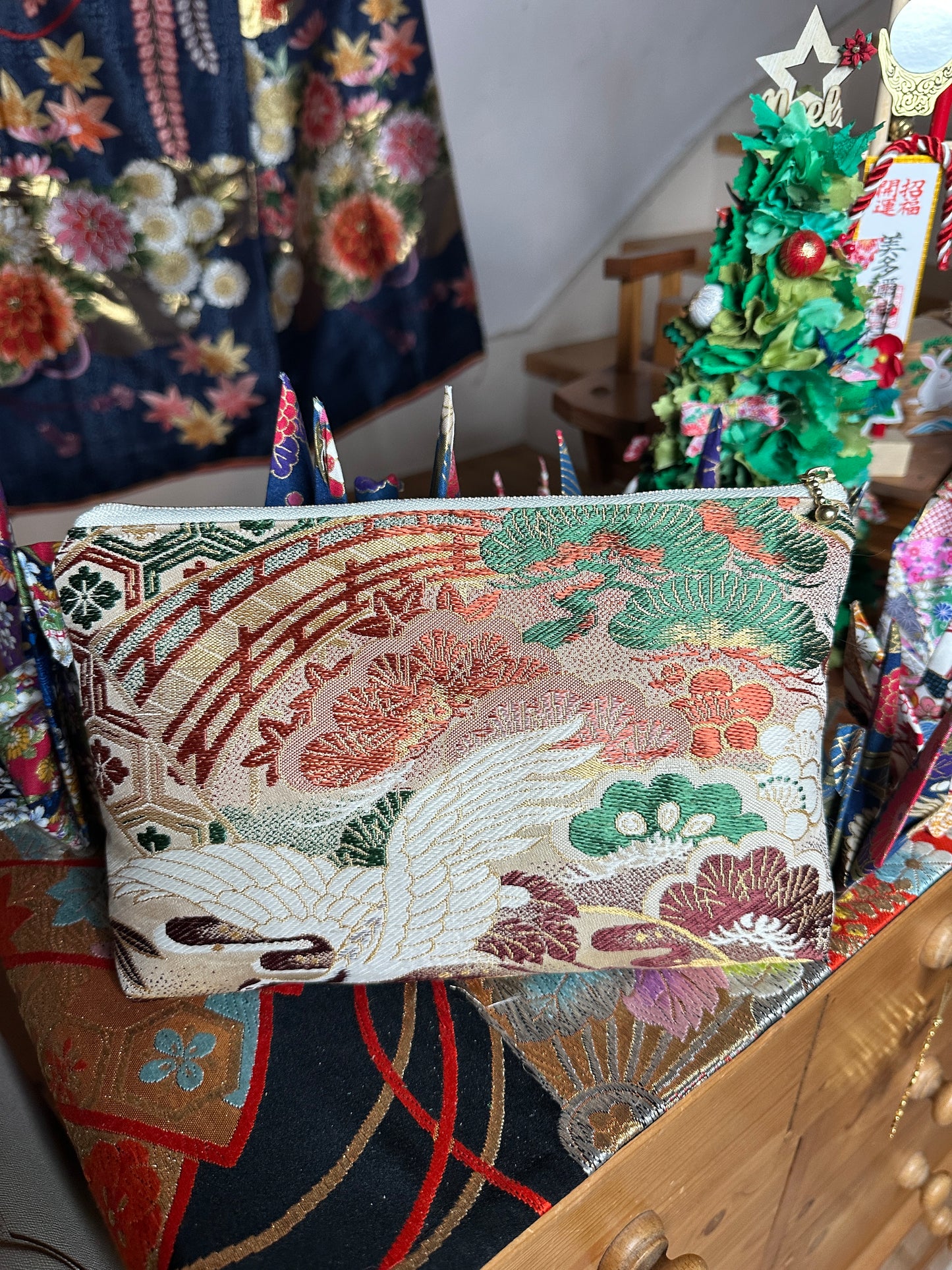 Pochette trousseau Obi japonais en soie kimono