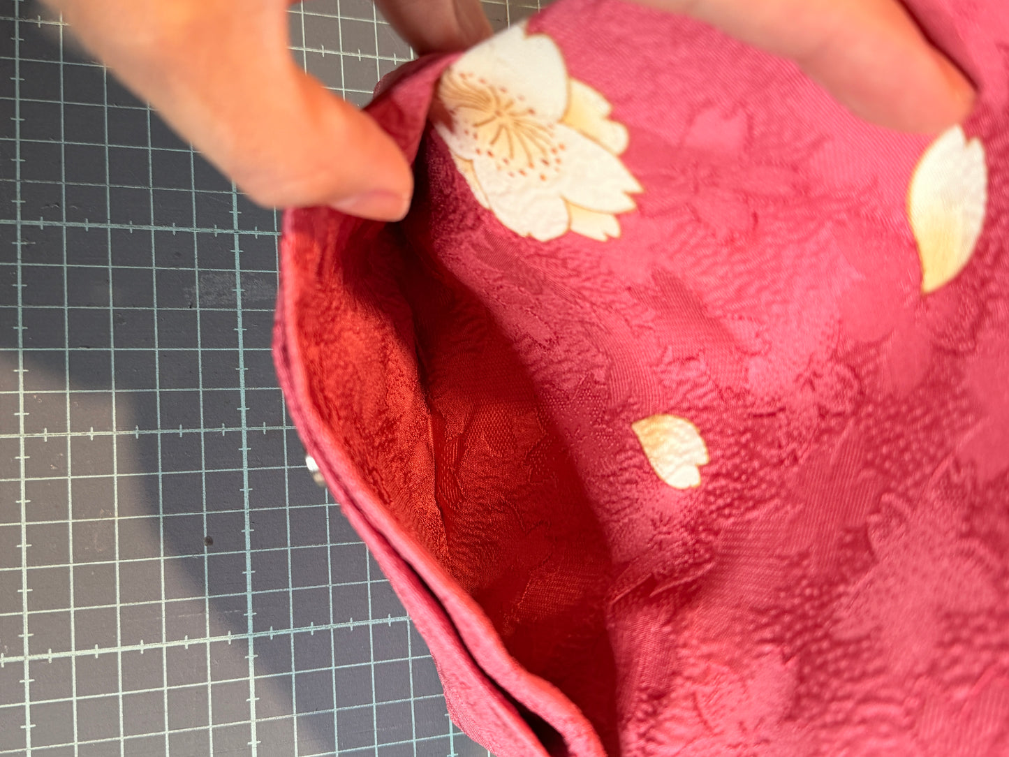 Pochette 2 compartiments passeport en tissu kimono japonais Furisode soie Neuf