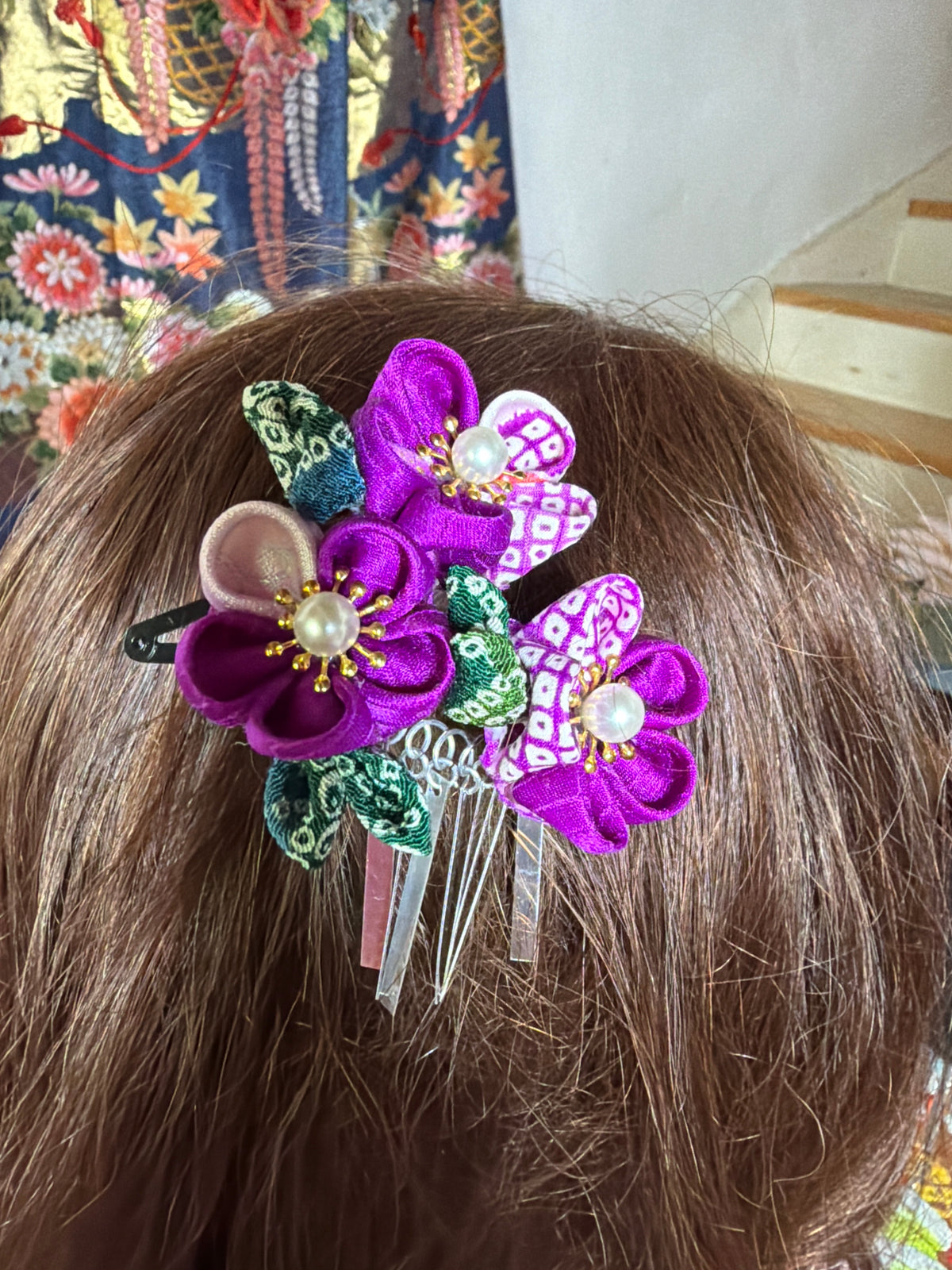 Kanzashi Barette Tsumamisaiku japonaise petit modèle