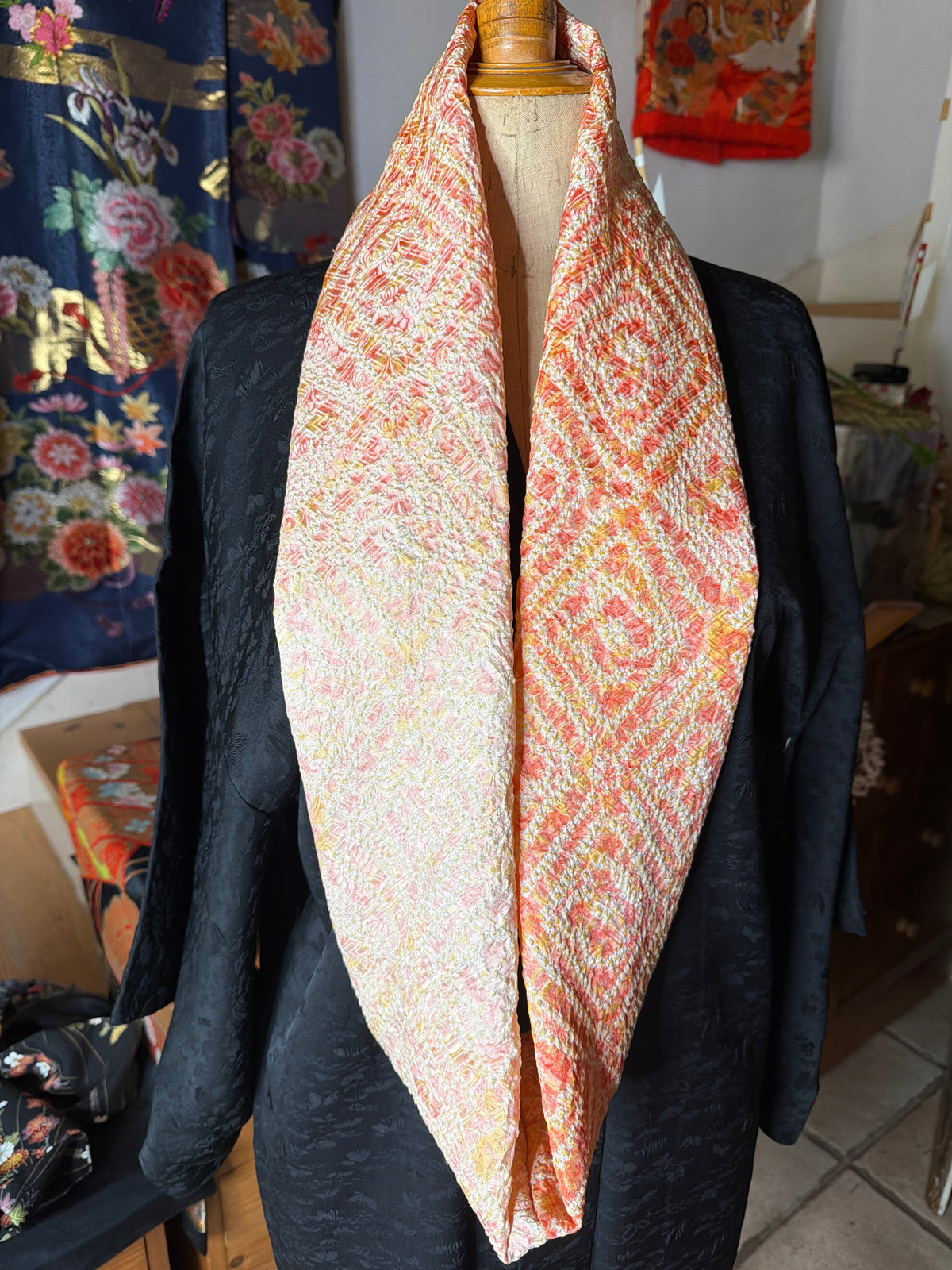 Tour de cou kimono shibori japonais en  soie