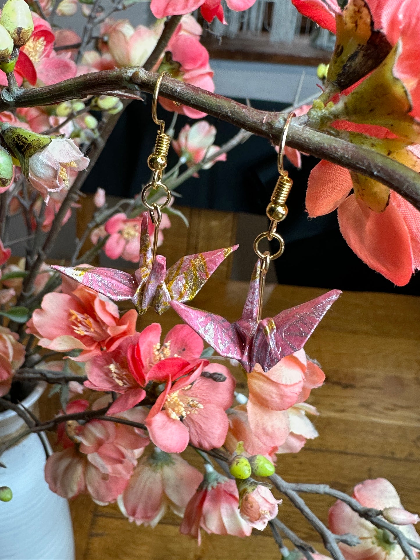 Boucle d’oreille grue oiseau japonais