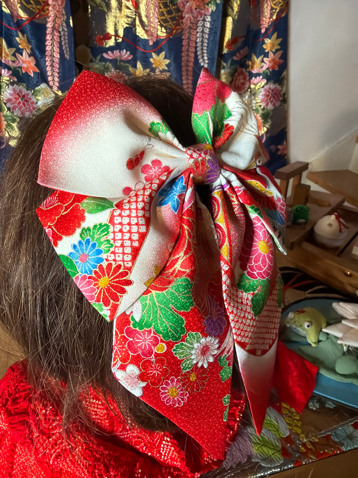 Barette pour les cheveux kimono japonais enfant en soie