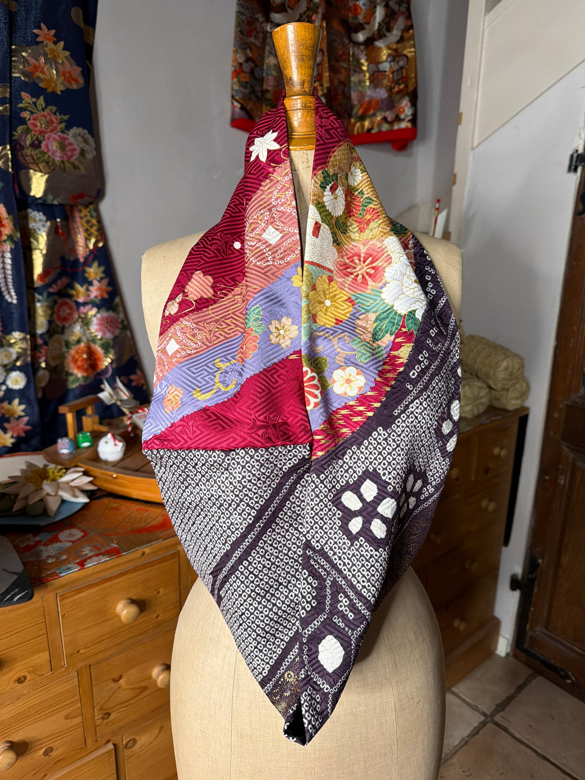 Tour de cou snood furisode kimono japonais en soie