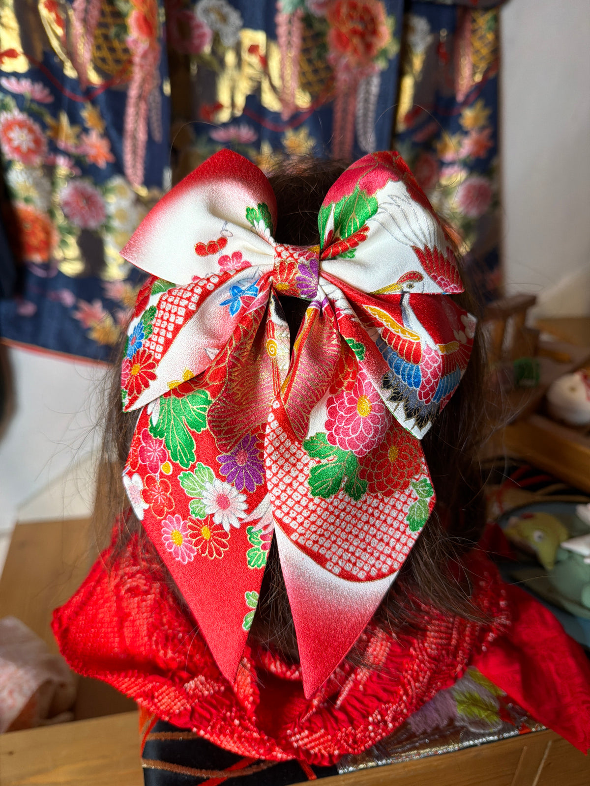 Barette pour les cheveux kimono japonais enfant en soie