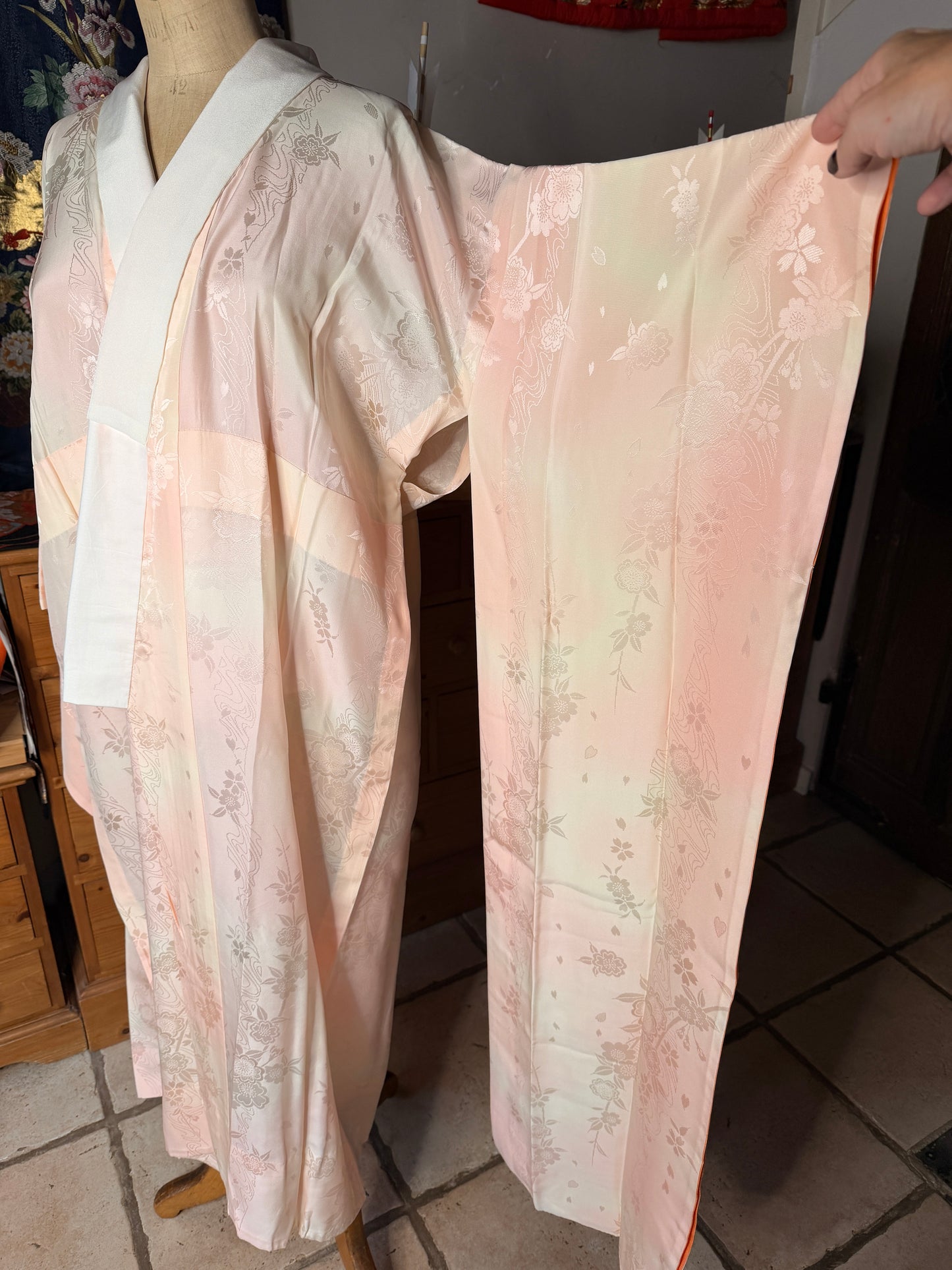 Jyuban sous vêtement de kimono furisode japonais en soie Neuf