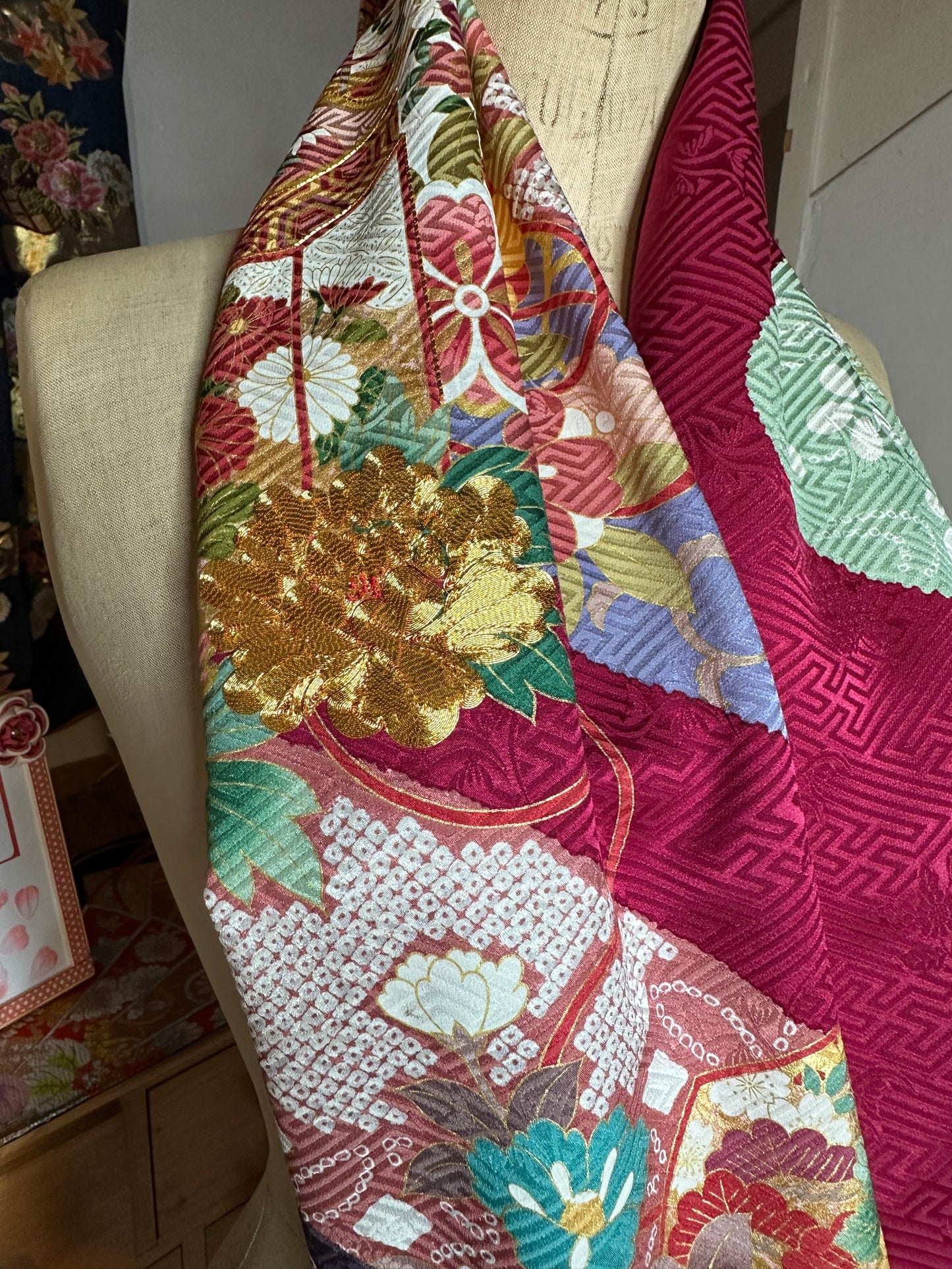 Snood tour de cou kimono japonais Furisode en soie Neuf