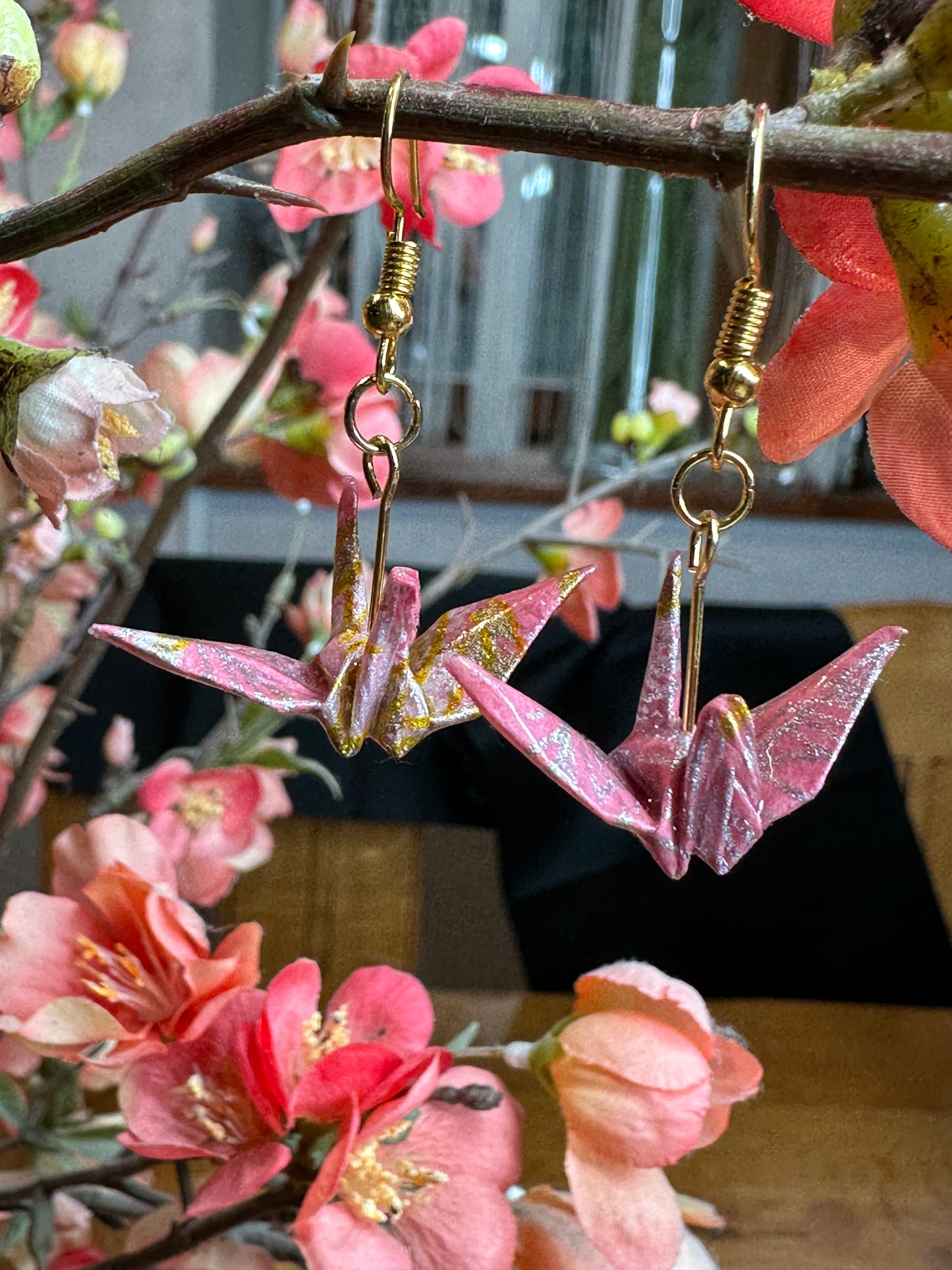 Boucle d’oreille grue oiseau japonais