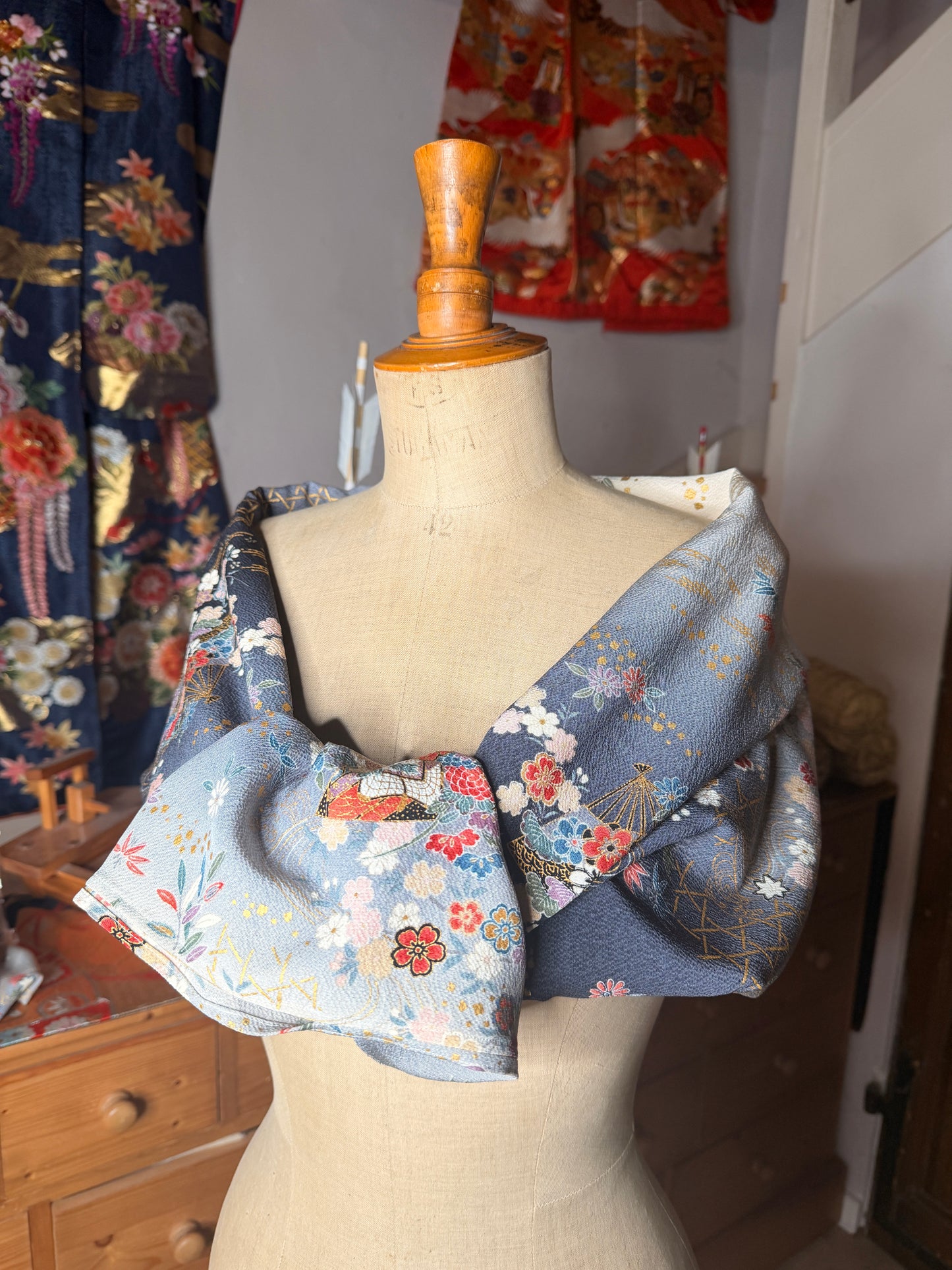 Top tunique courte kimono japonais en soie