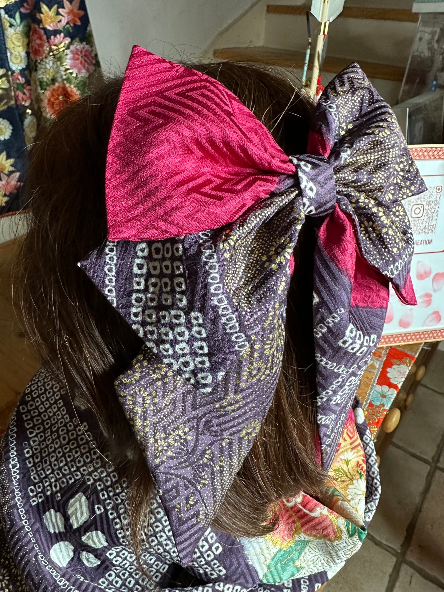 Barette japonaise kimono furisode en soie Neuf