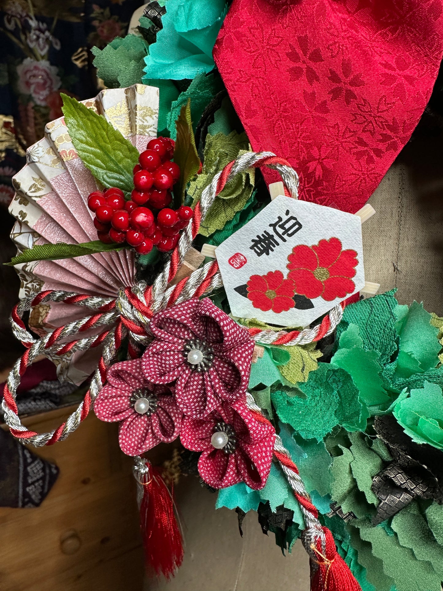 Couronne de Noël et nouvel an japonais en soie