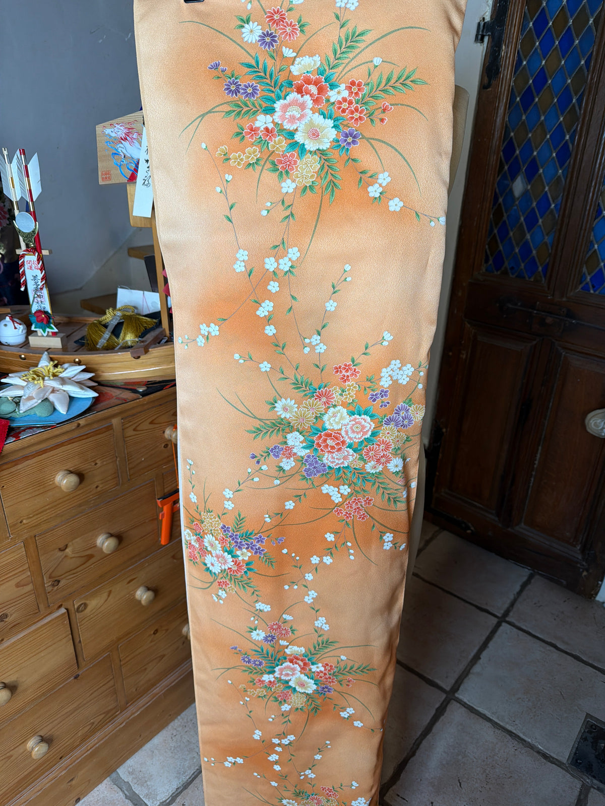 Top tunique courte manches longues kimono japonais en soie Neuf