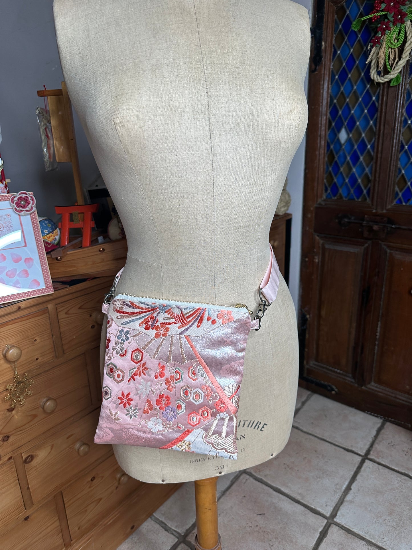 Pochette sac à l’épaule Obi kimono japonais en soie