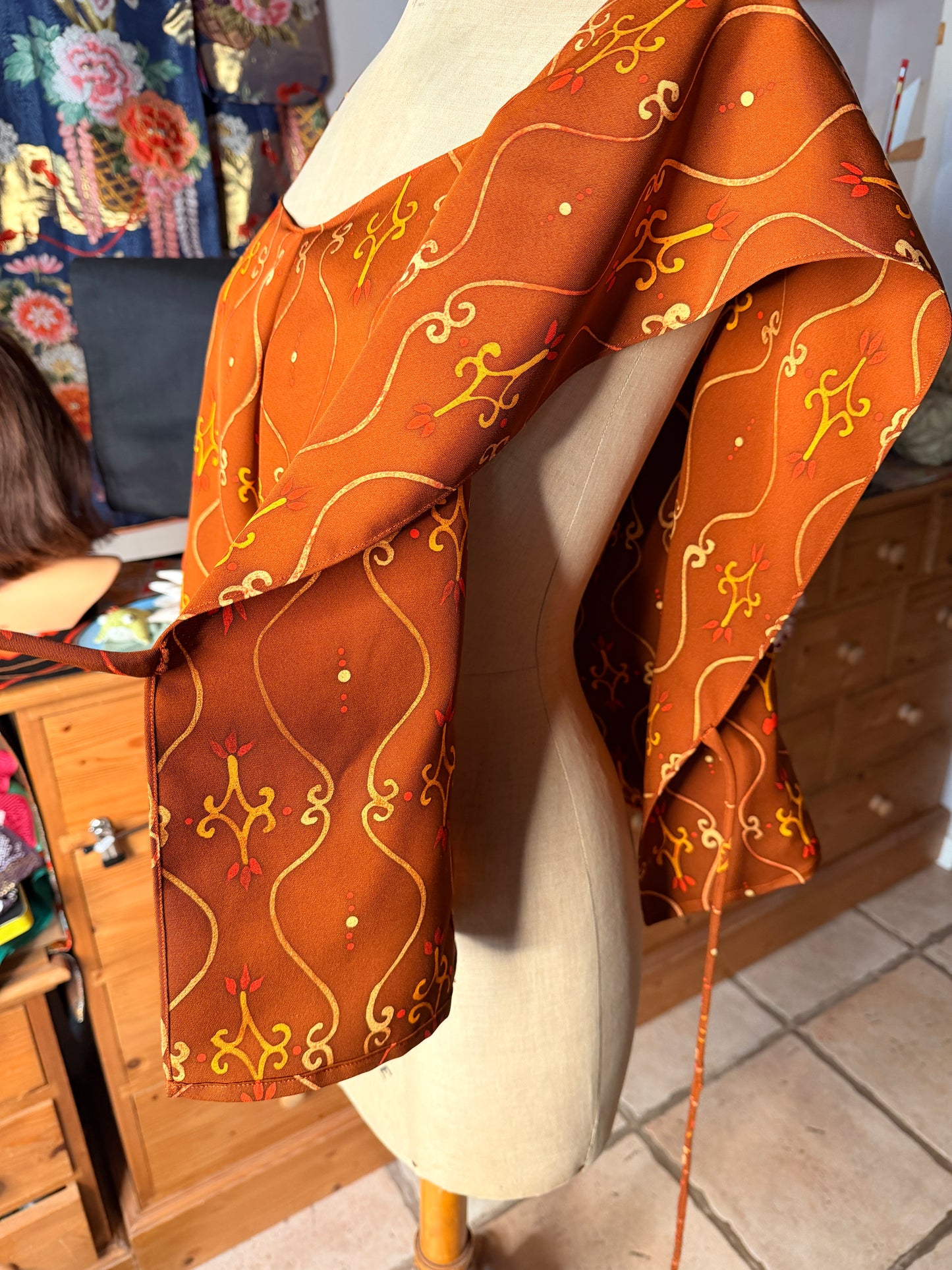 Top blouse en soie de kimono