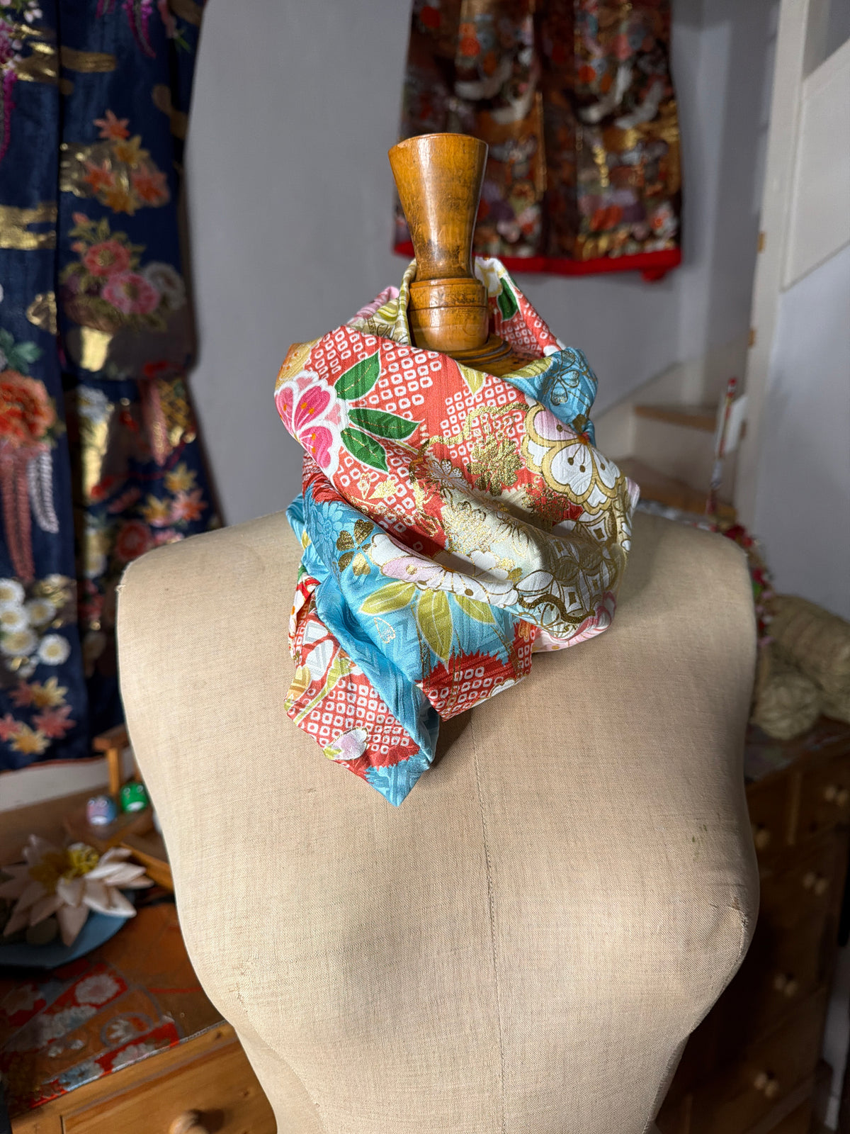 Tour de cou foulard furisode kimono japonais en soie