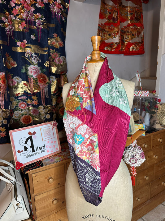 Snood tour de cou kimono japonais Furisode en soie Neuf