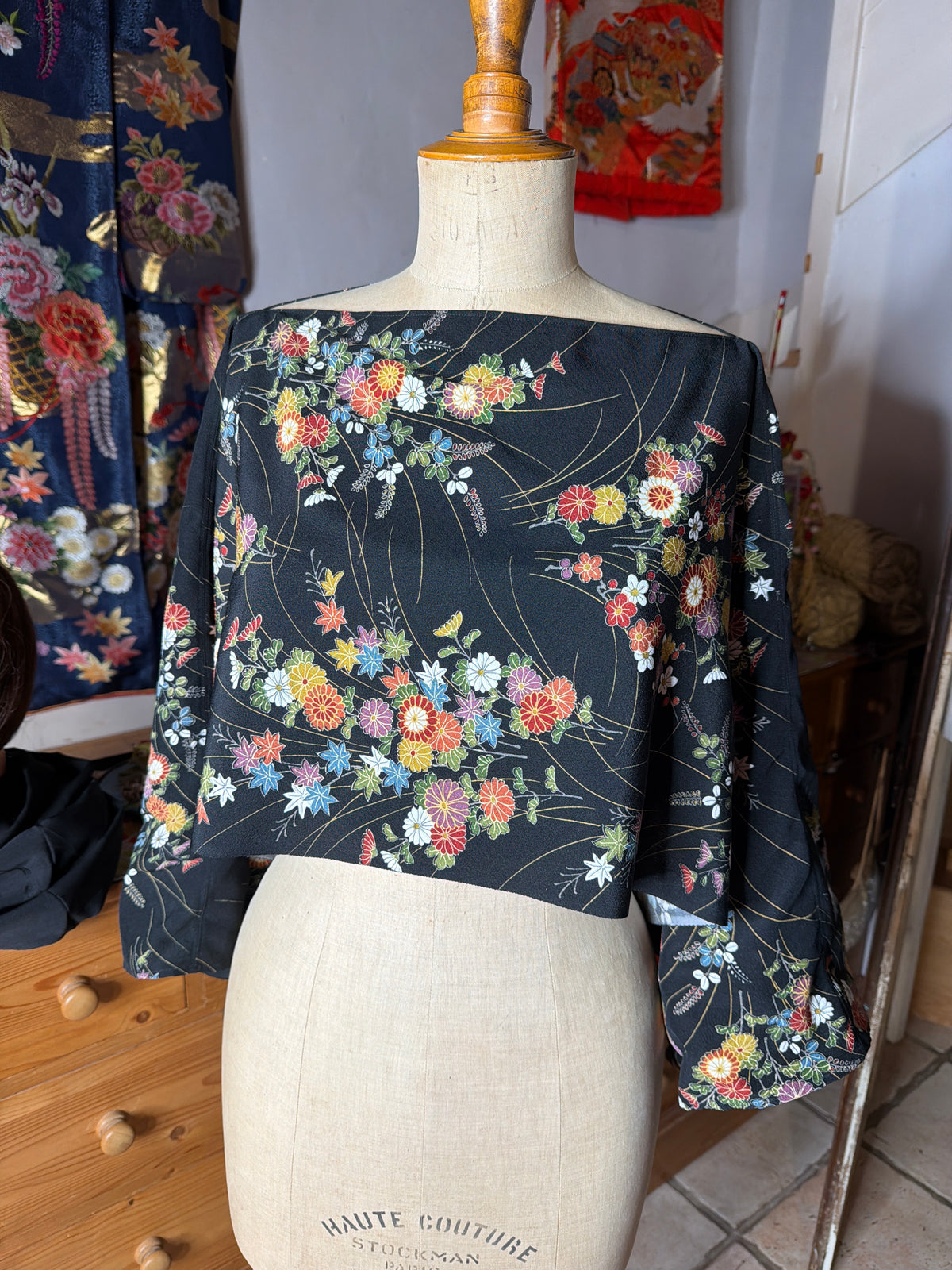 Top tunique kimono japonais en soie