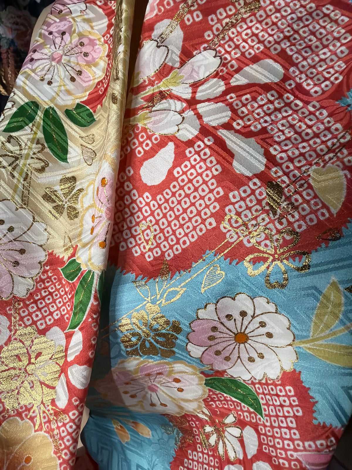 Tour de cou foulard furisode kimono japonais en soie