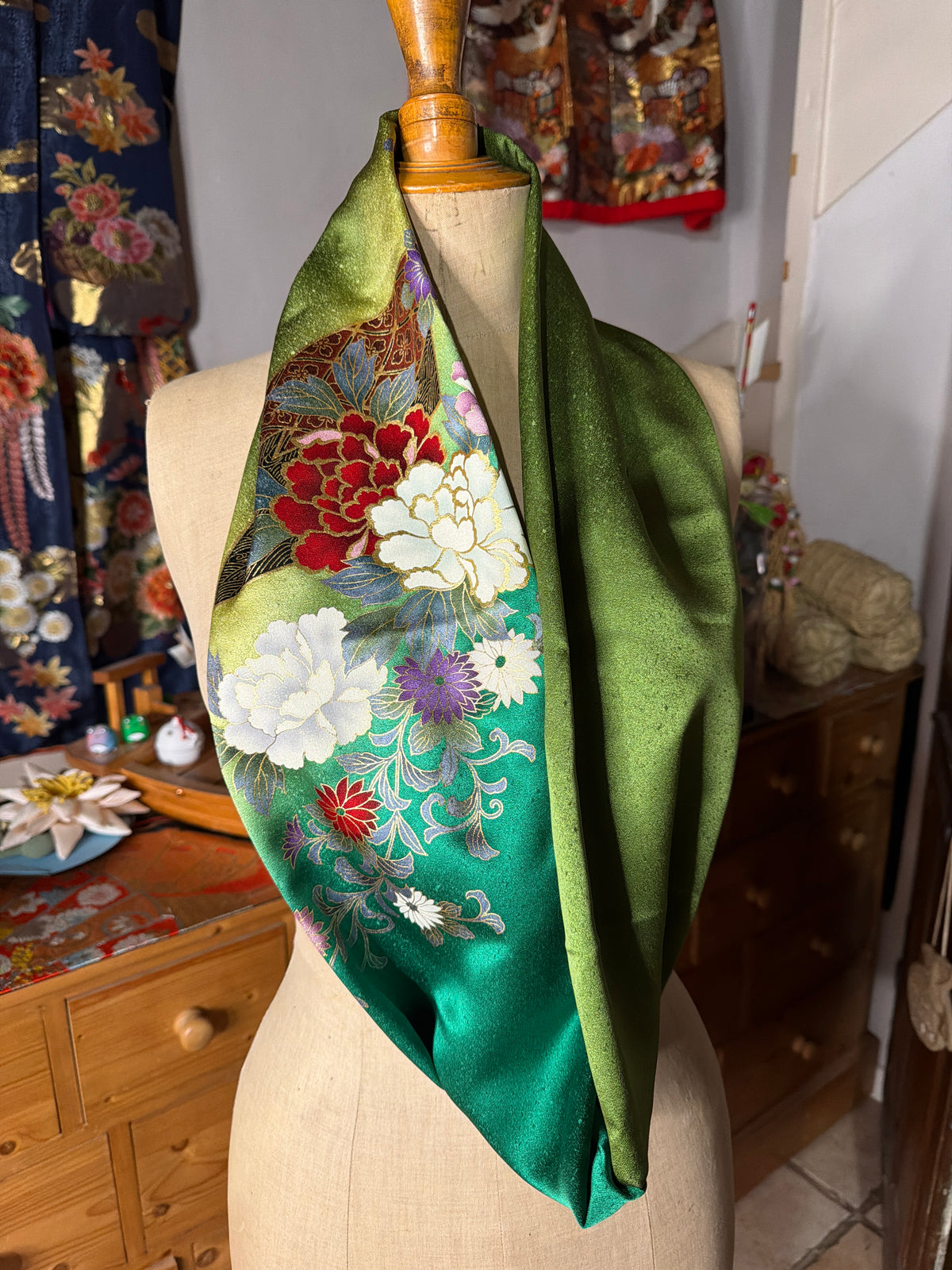 Tour de cou snood kimono japonais Furisode en soie