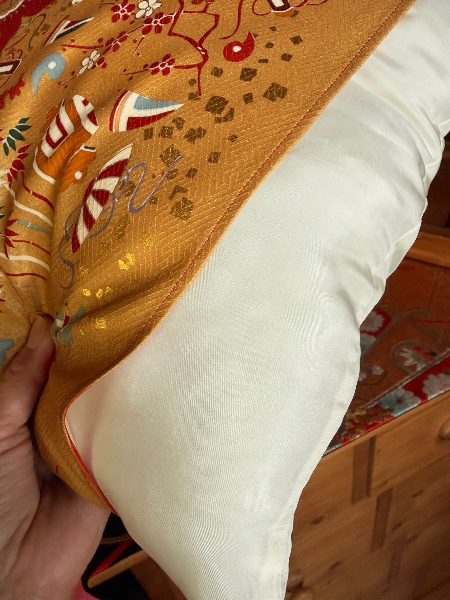 Coussin kimono japonais en soie Neuf