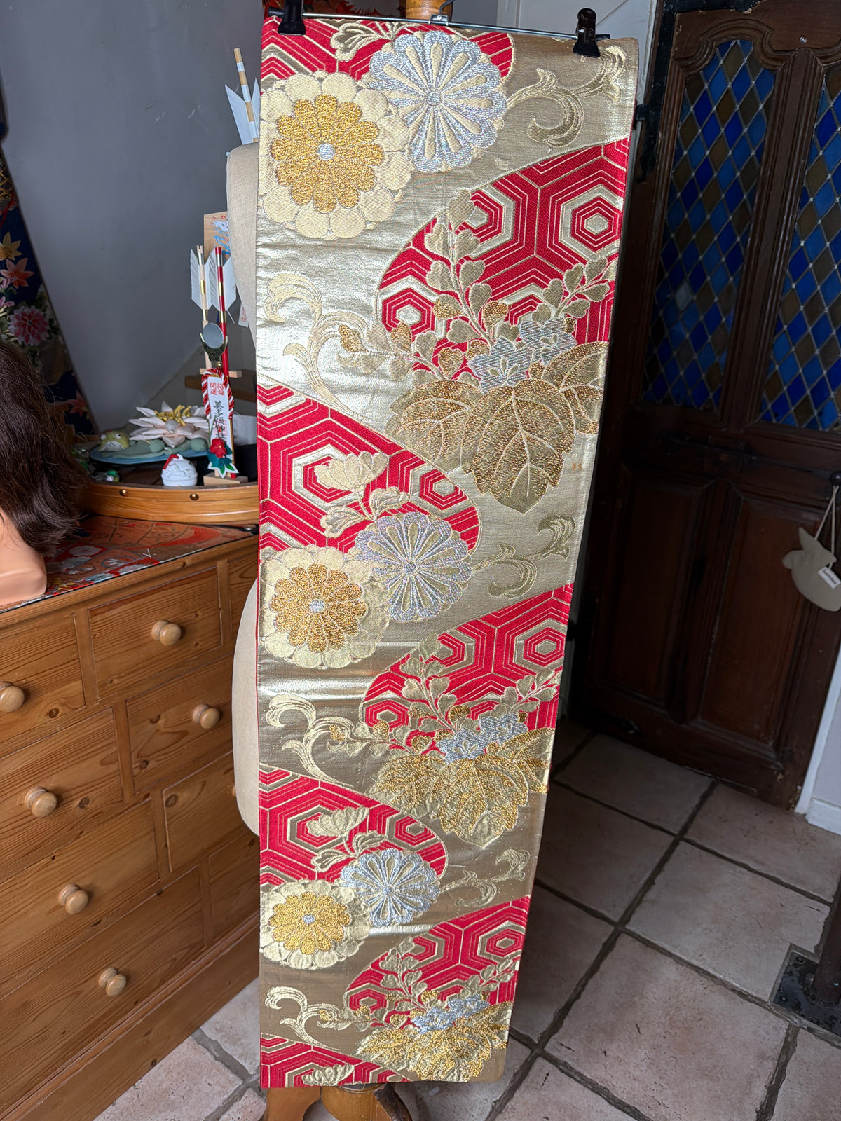 Chemin de table Obi antiqueen soie kimono japonais