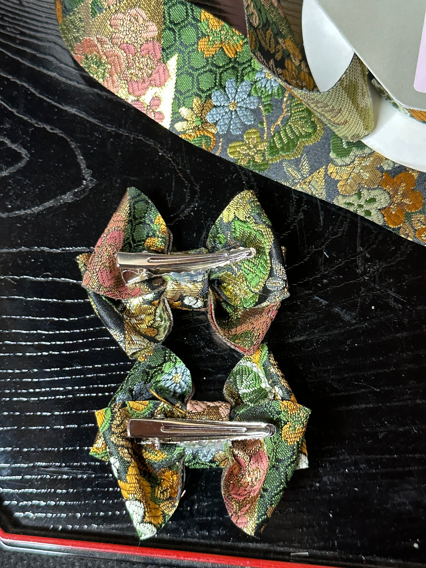 2 pinces à cheveux rubans japonais