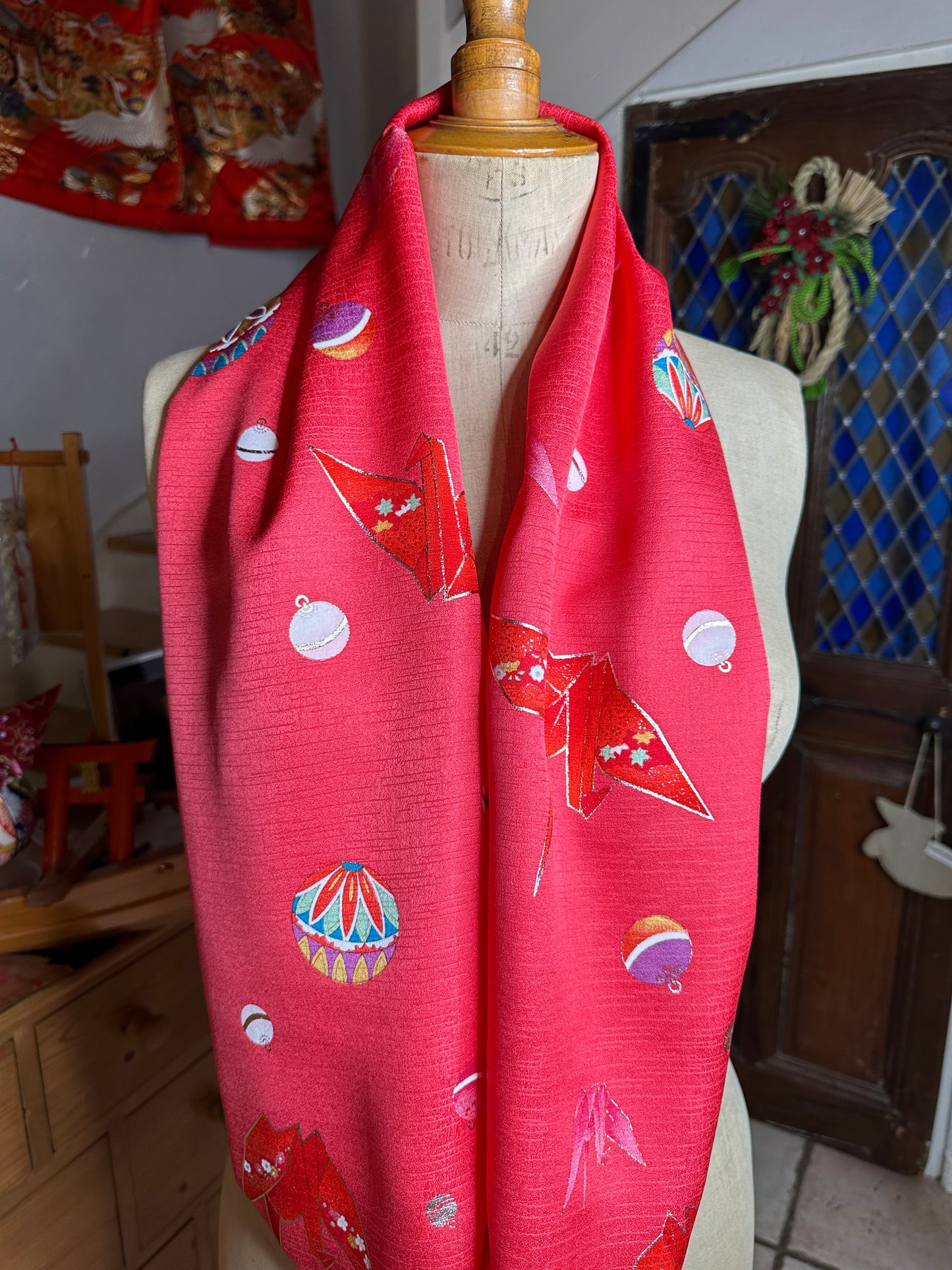 Tour de cou snood kimono japonais enfant en soie