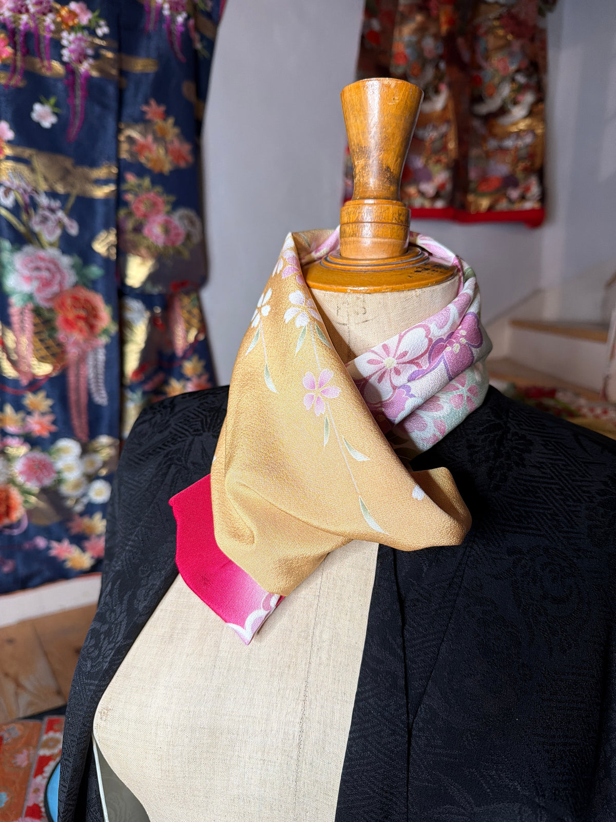 Tour de cou snood kimono japonais Furisode en soie