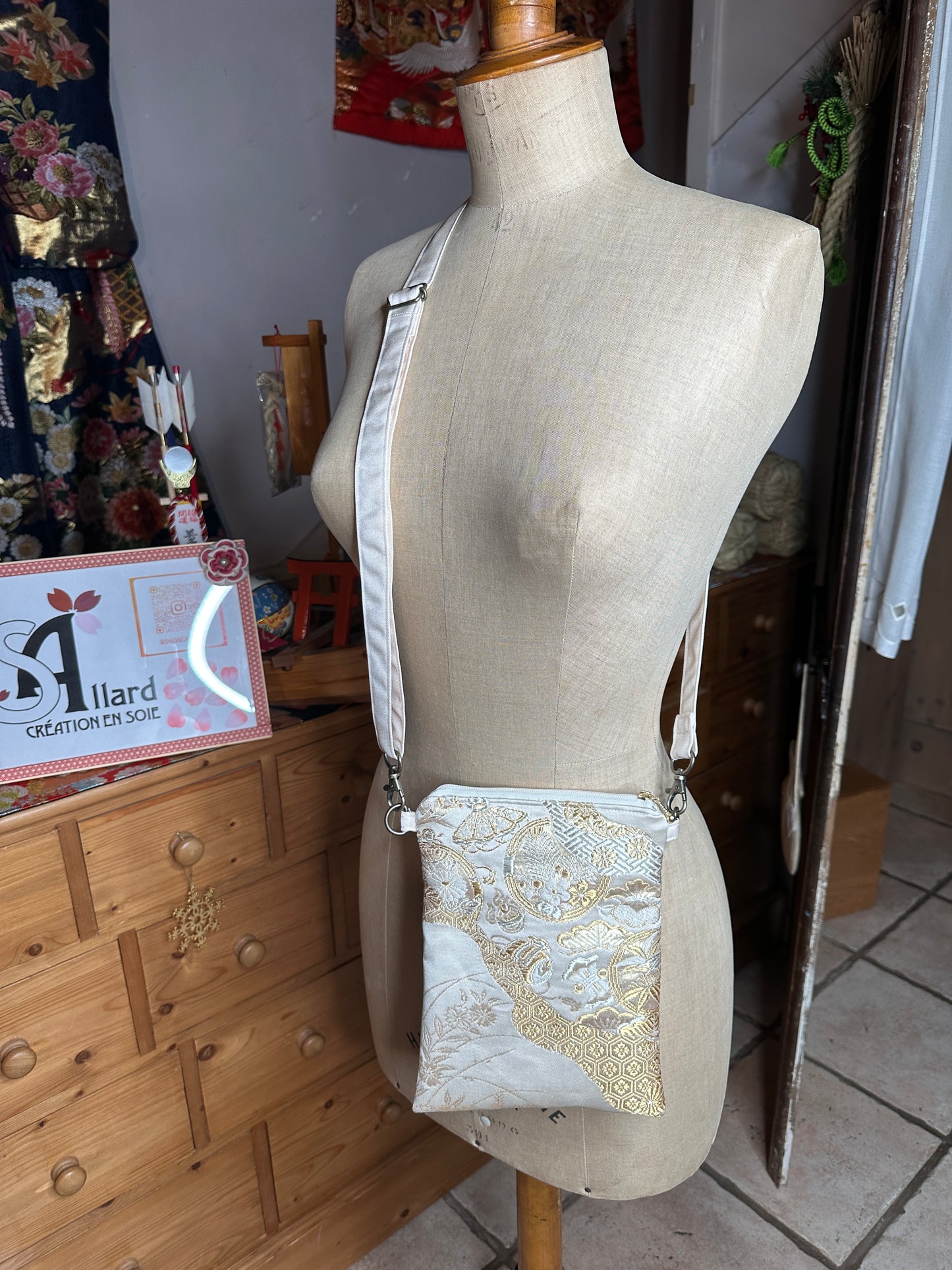 Sac bandoulière Obi kimono japonais en soie