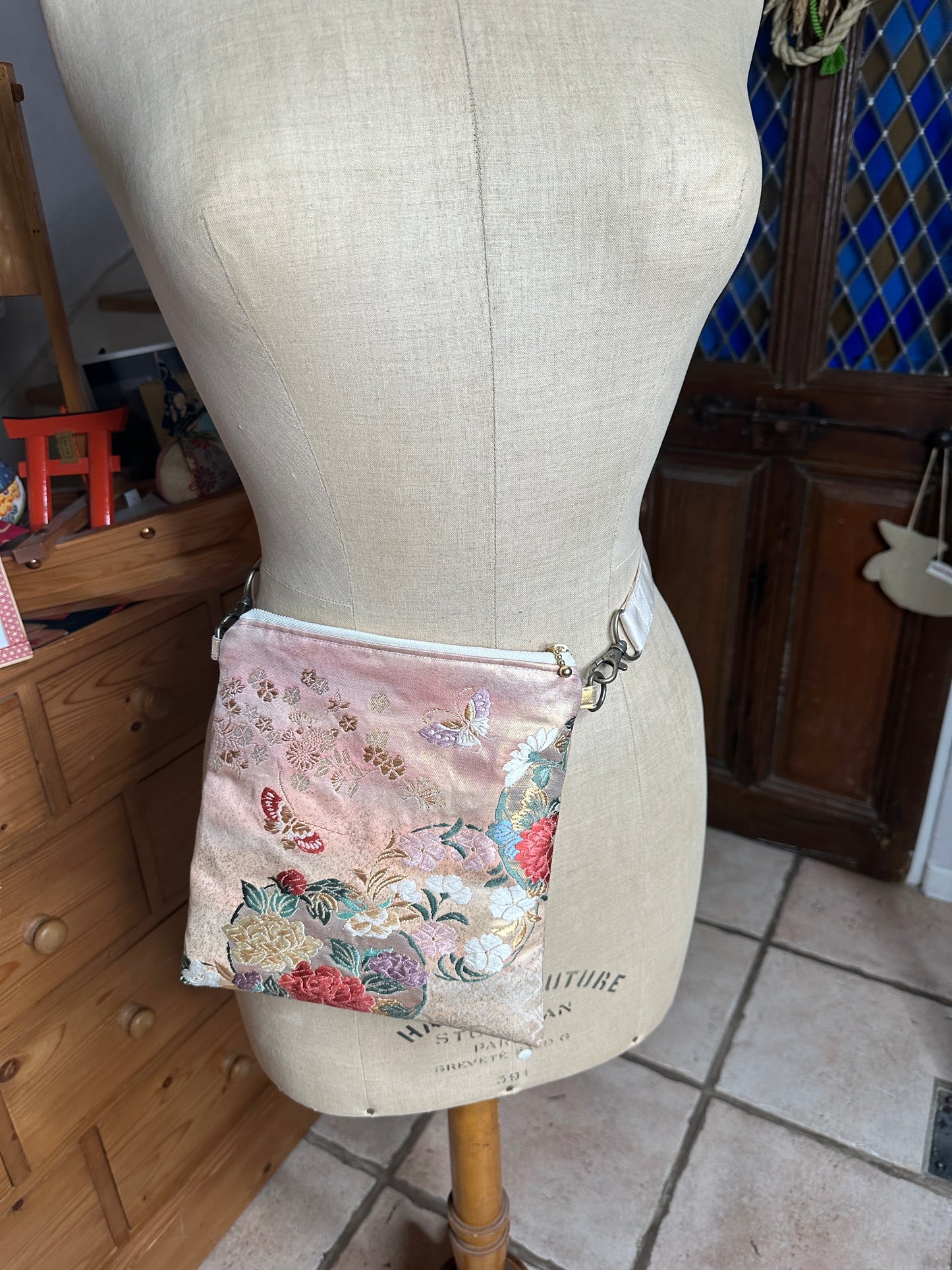 Pochette sac à l’épaule Obi kimono japonais en soie