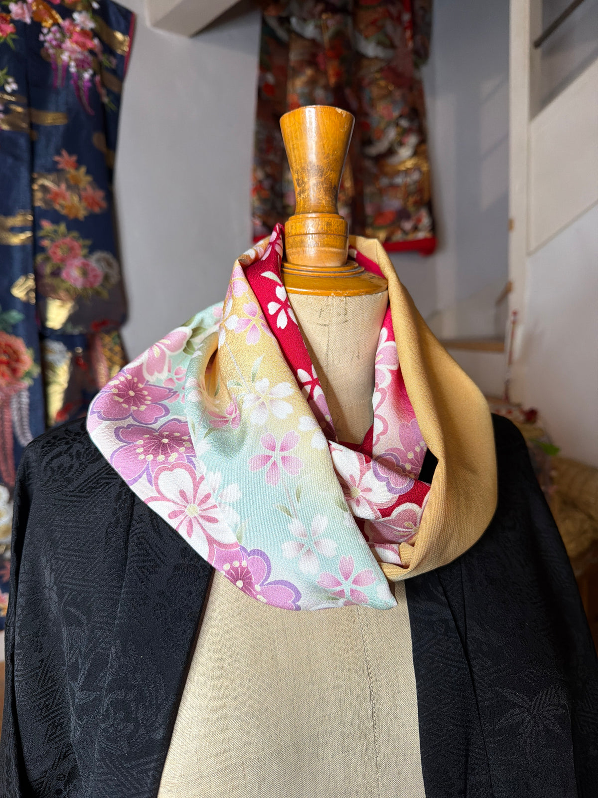 Tour de cou snood kimono japonais Furisode en soie
