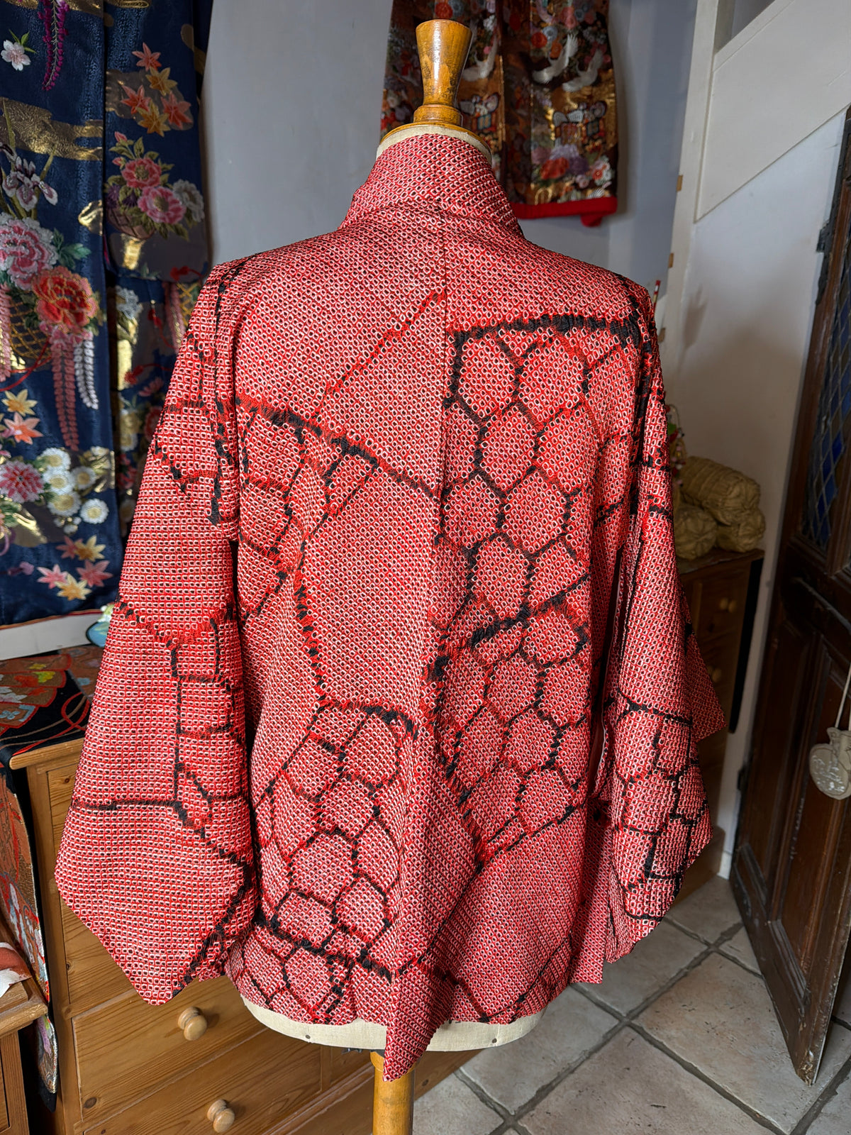 Haori veste de kimono en soie Shibori Neuf