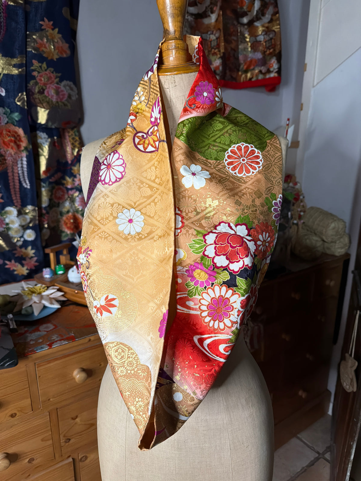 Tour de cou snood furisode kimono japonais en soie