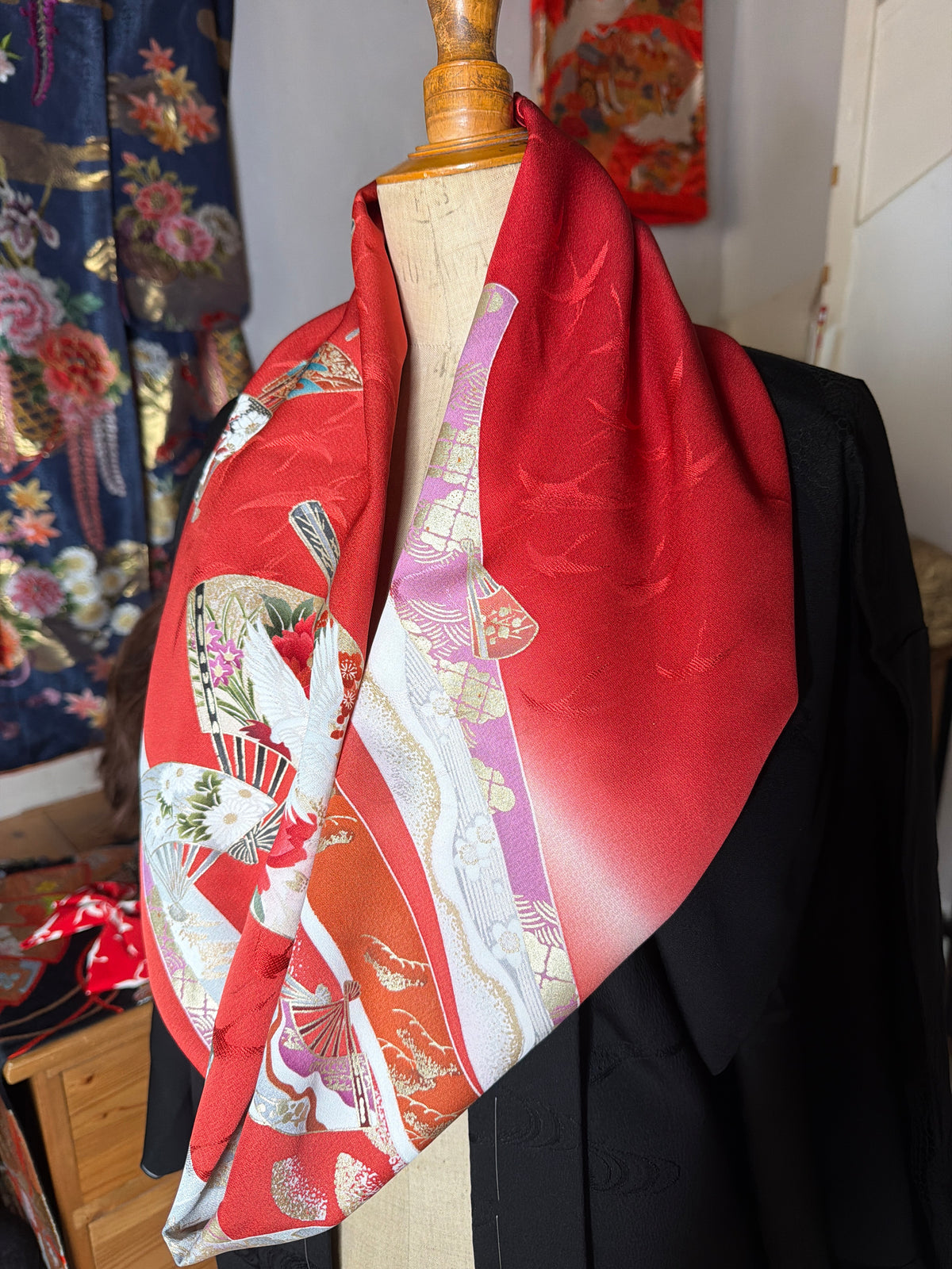 Tour de cou snood Furisode kimono japonais en soie